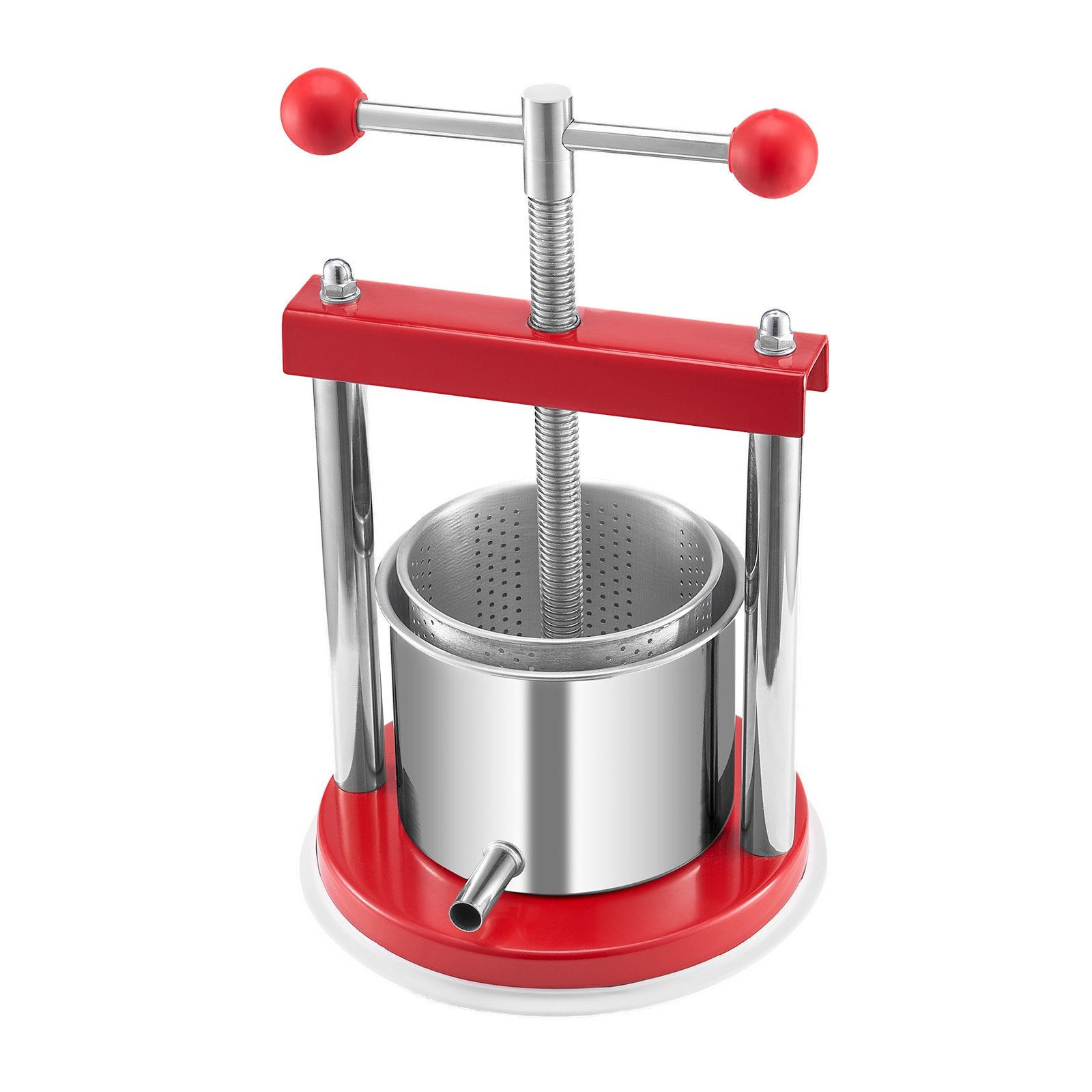 Compact 0.44 Gal Manual Fruit Wine Press with Dual Stainless Steel Barrels for Cider, Juice, and Oil Making – Ideal for Home and Outdoor Kitchens