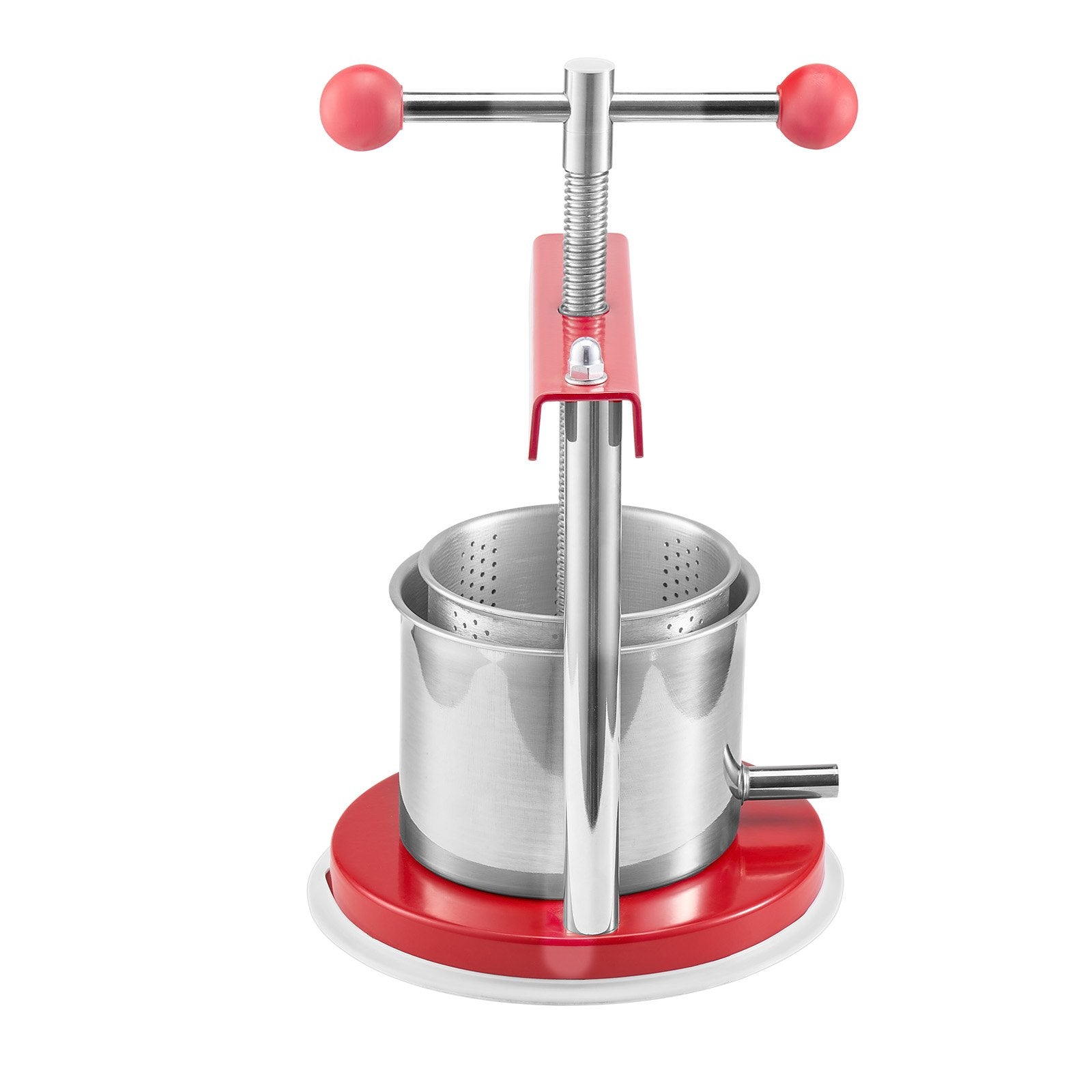 Compact 0.44 Gal Manual Fruit Wine Press with Dual Stainless Steel Barrels for Cider, Juice, and Oil Making – Ideal for Home and Outdoor Kitchens