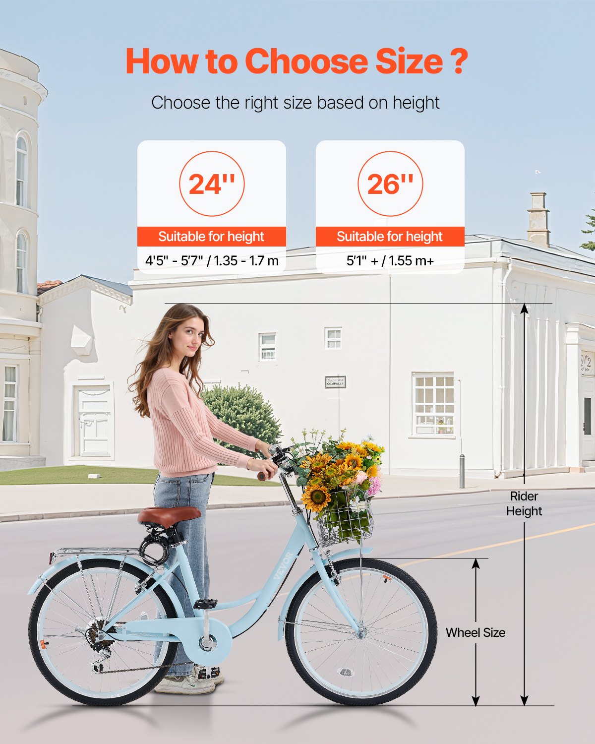 Title: Versatile 24-Inch 7-Speed Light Blue Beach Cruiser Bike with Large Basket, Rear Rack, Adjustable Seat for Cycling, Exercise, Shopping, and More