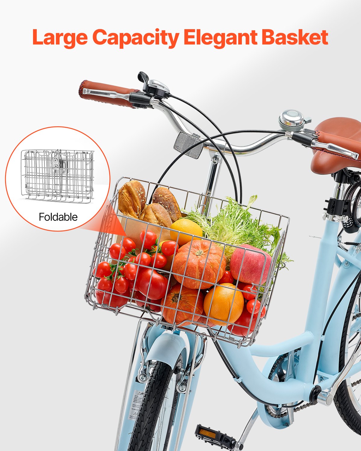 Title: Versatile 24-Inch 7-Speed Light Blue Beach Cruiser Bike with Large Basket, Rear Rack, Adjustable Seat for Cycling, Exercise, Shopping, and More