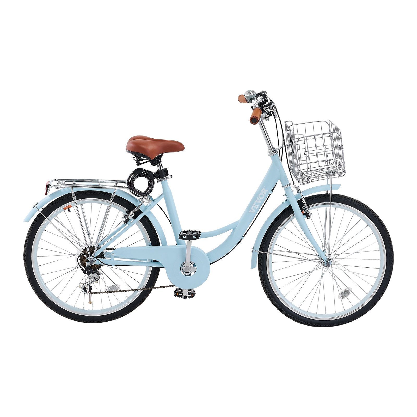 Title: Versatile 24-Inch 7-Speed Light Blue Beach Cruiser Bike with Large Basket, Rear Rack, Adjustable Seat for Cycling, Exercise, Shopping, and More