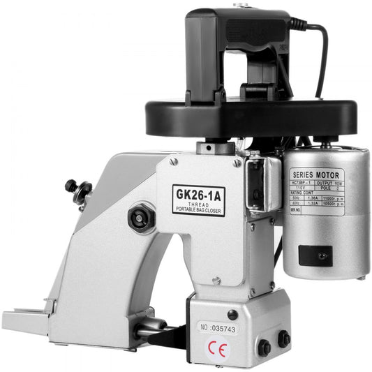 VEVOR Bag Closer Machine 110V Portable Electric Sewing Machine 90W Excellent Endurable Level Seaming Machine for Woven Snakeskin Bag Sack (Bag Closer Machine), White