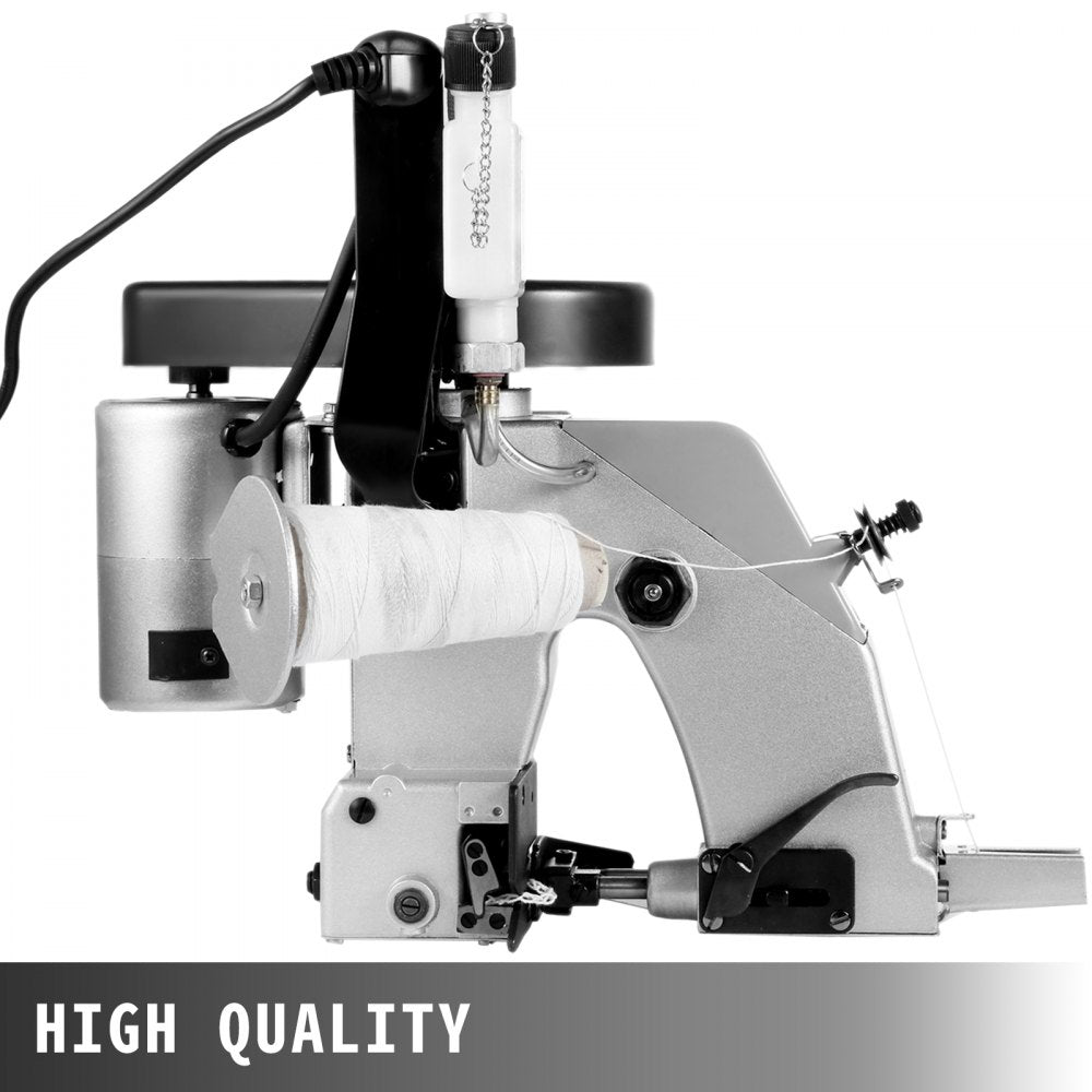 VEVOR Bag Closer Machine 110V Portable Electric Sewing Machine 90W Excellent Endurable Level Seaming Machine for Woven Snakeskin Bag Sack (Bag Closer Machine), White