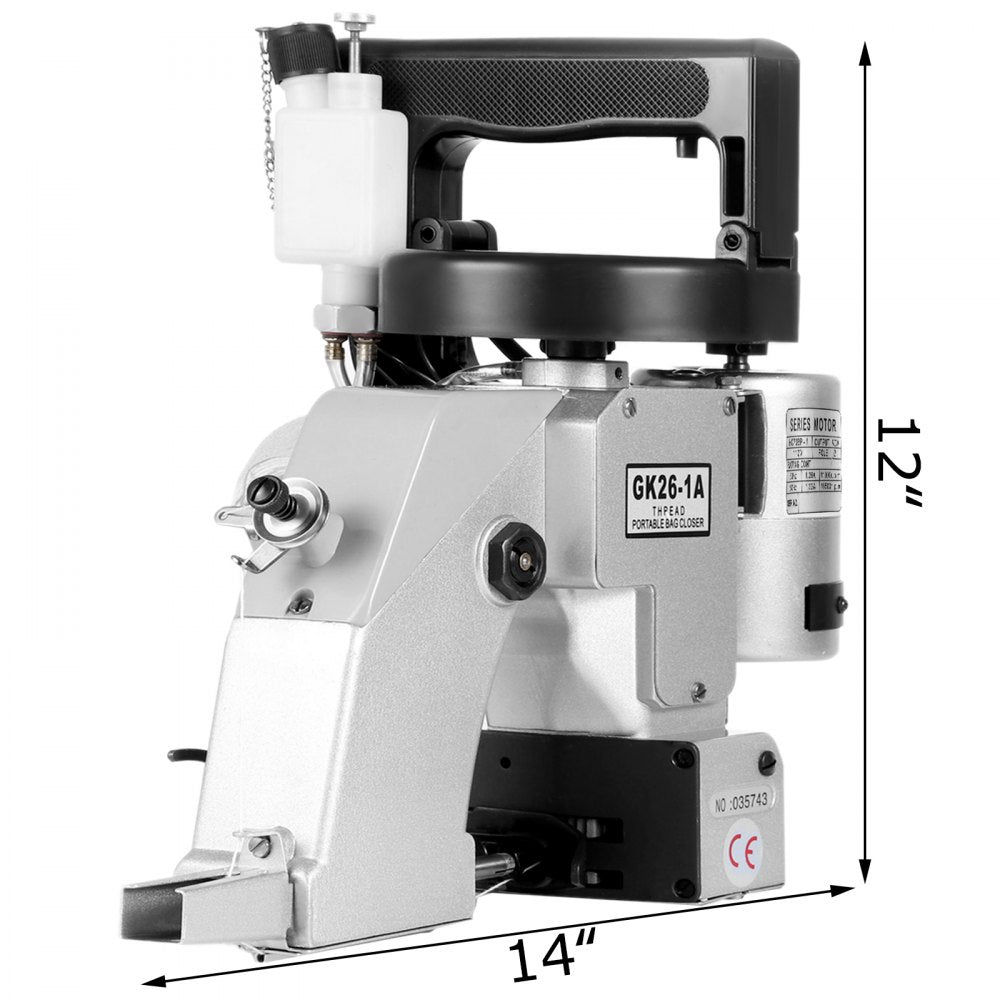 VEVOR Bag Closer Machine 110V Portable Electric Sewing Machine 90W Excellent Endurable Level Seaming Machine for Woven Snakeskin Bag Sack (Bag Closer Machine), White