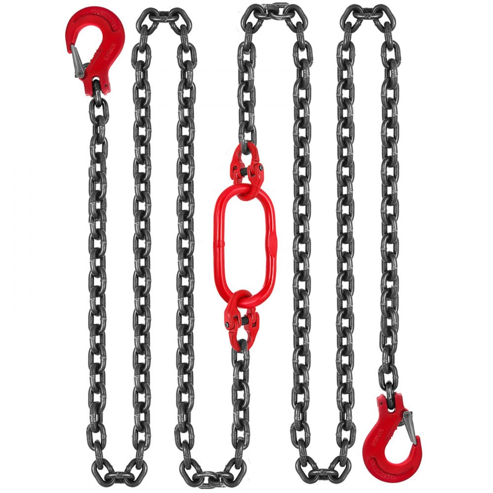 Lifting Chain Sling - 2/5" x 5' Double Leg with Steel Hook - Grade 80