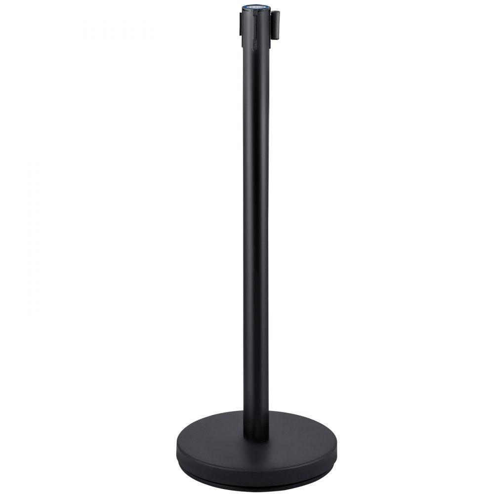 4-Piece Crowd Control Stanchion Set with 6.6 ft Retractable Black Belts