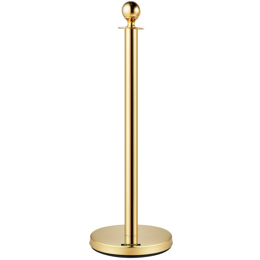 VEVOR 38 Inch Stanchion Posts Queue, Red Velvet Rope (3, Gold)