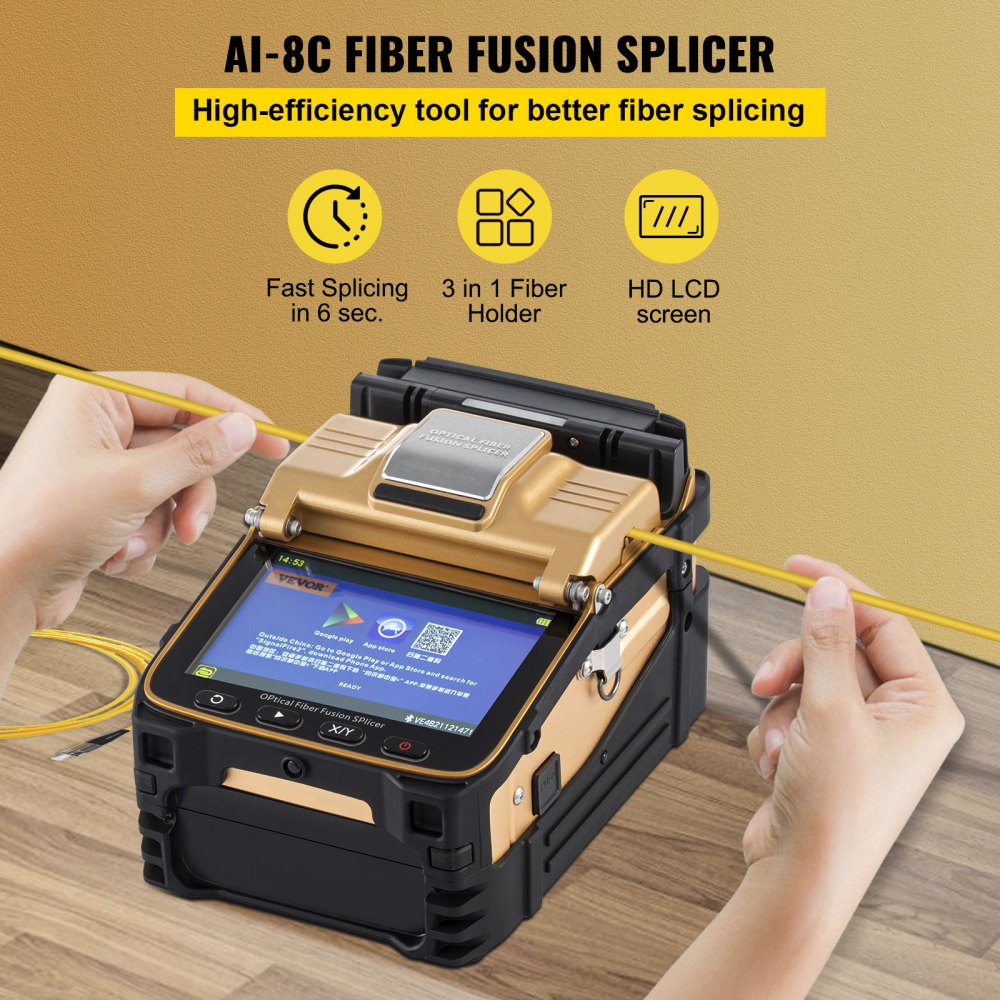 Advanced Automatic Fiber Optic Fusion Splicer Kit with Ribbon Splicing Capability