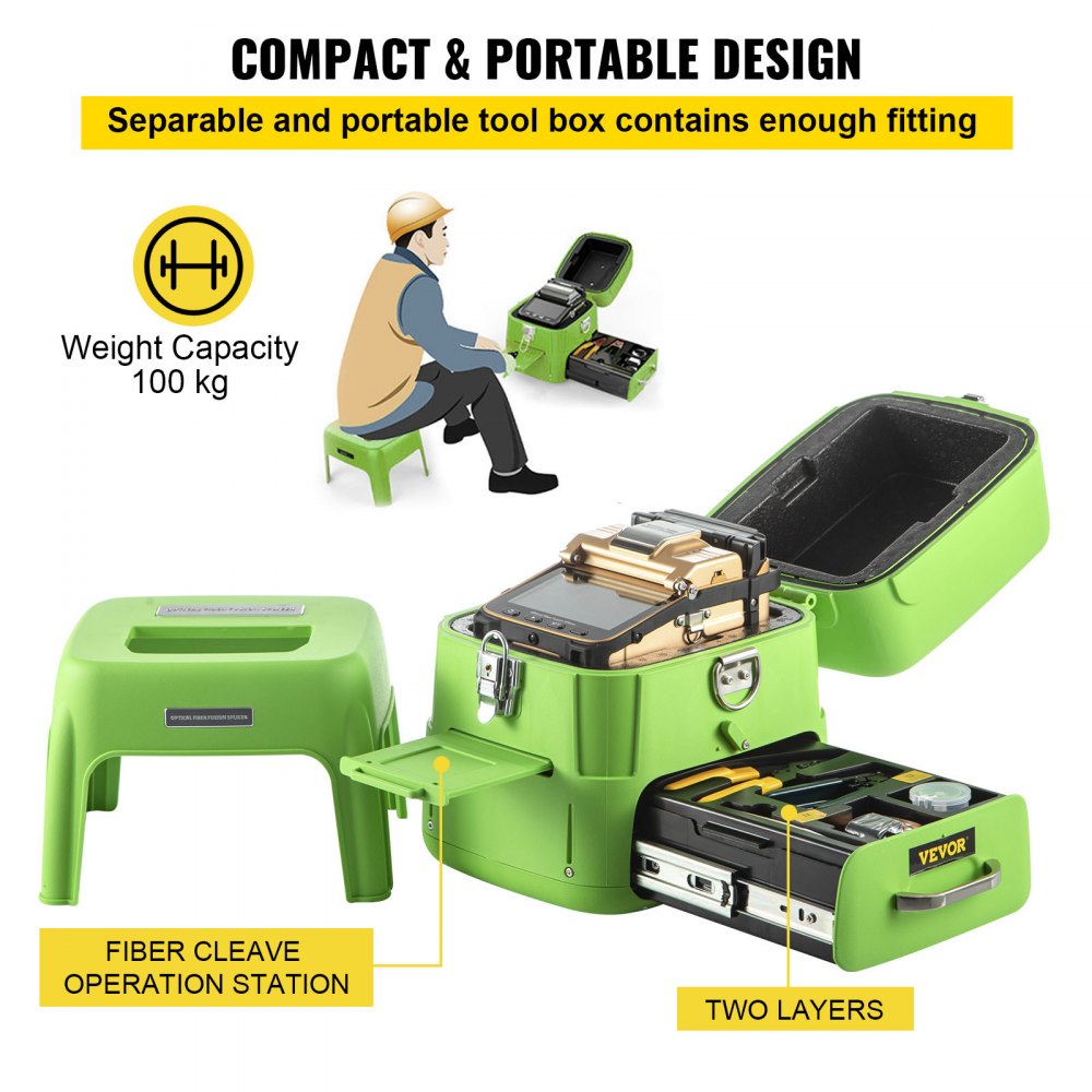 Advanced Automatic Fiber Optic Fusion Splicer Kit with Ribbon Splicing Capability