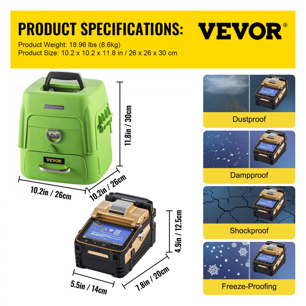 Advanced Automatic Fiber Optic Fusion Splicer Kit with Ribbon Splicing Capability