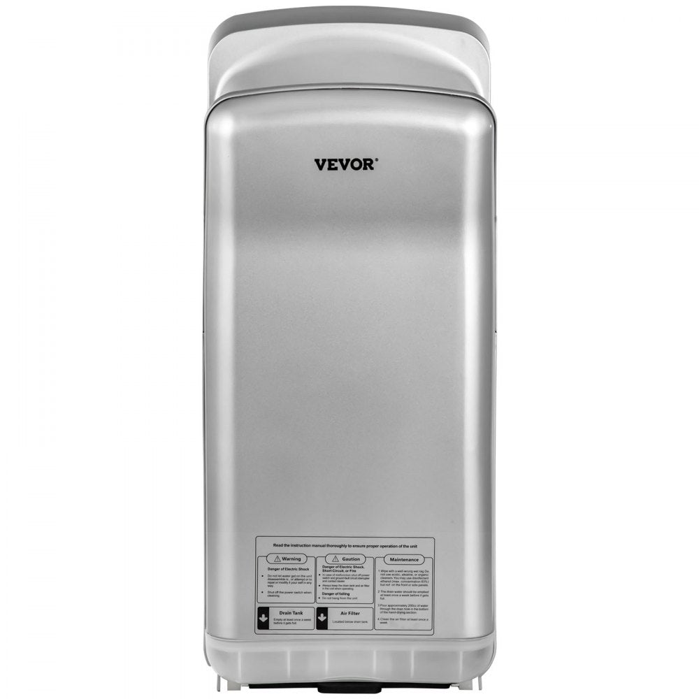 VEVOR Jet Hand Dryer, Premium Electric Commercial Blade Hand Dryer, ABS Air Dryer Hand with HEPA Filtration Wall Mount Hand Dryer, 1600W 110V Vertical Hand Dryer, High-Speed Automatic Infrared Silver