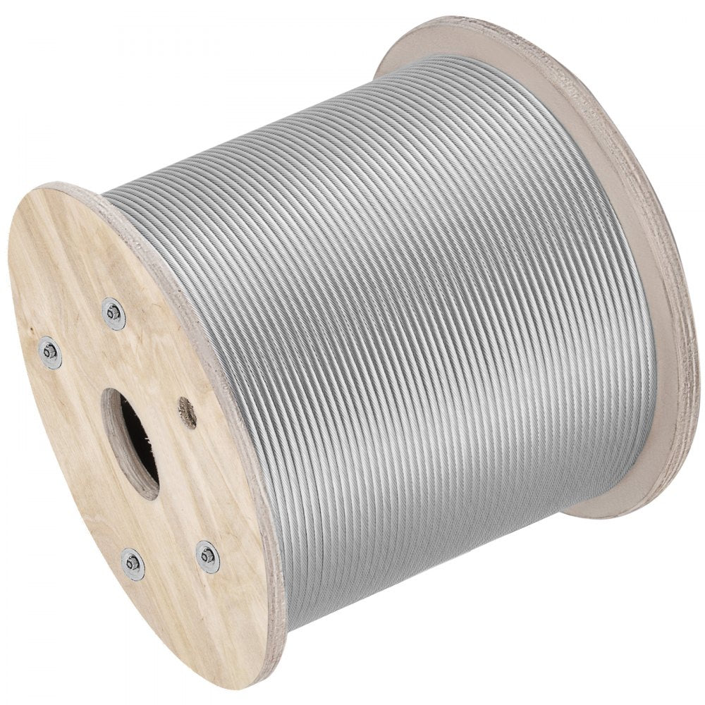 Vevor T304 Stainless Steel Cable Wire Rope 1/4" 7x19 Construction 200ft Reel