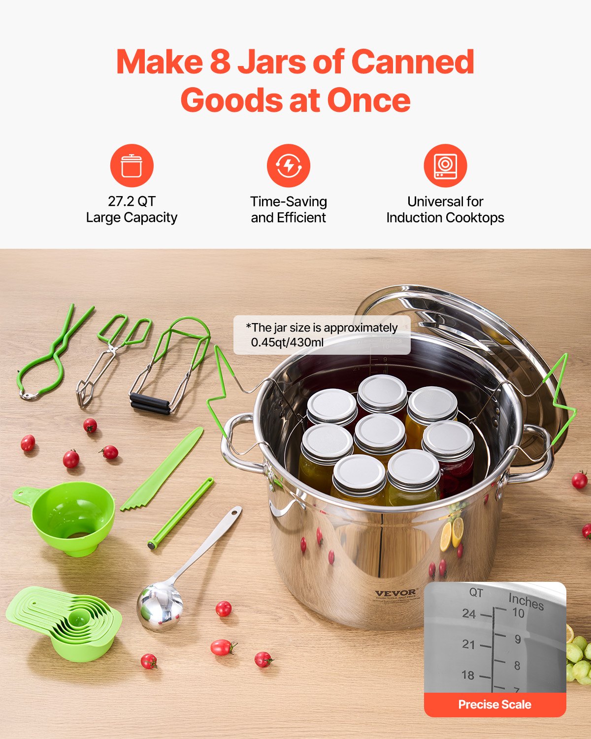 Canning Supplies Starter Kit: 11-Piece Stainless Steel Set with Pot, Rack, Funnel, Tongs, Jar Lifter & More for DIY Water Bath Canning