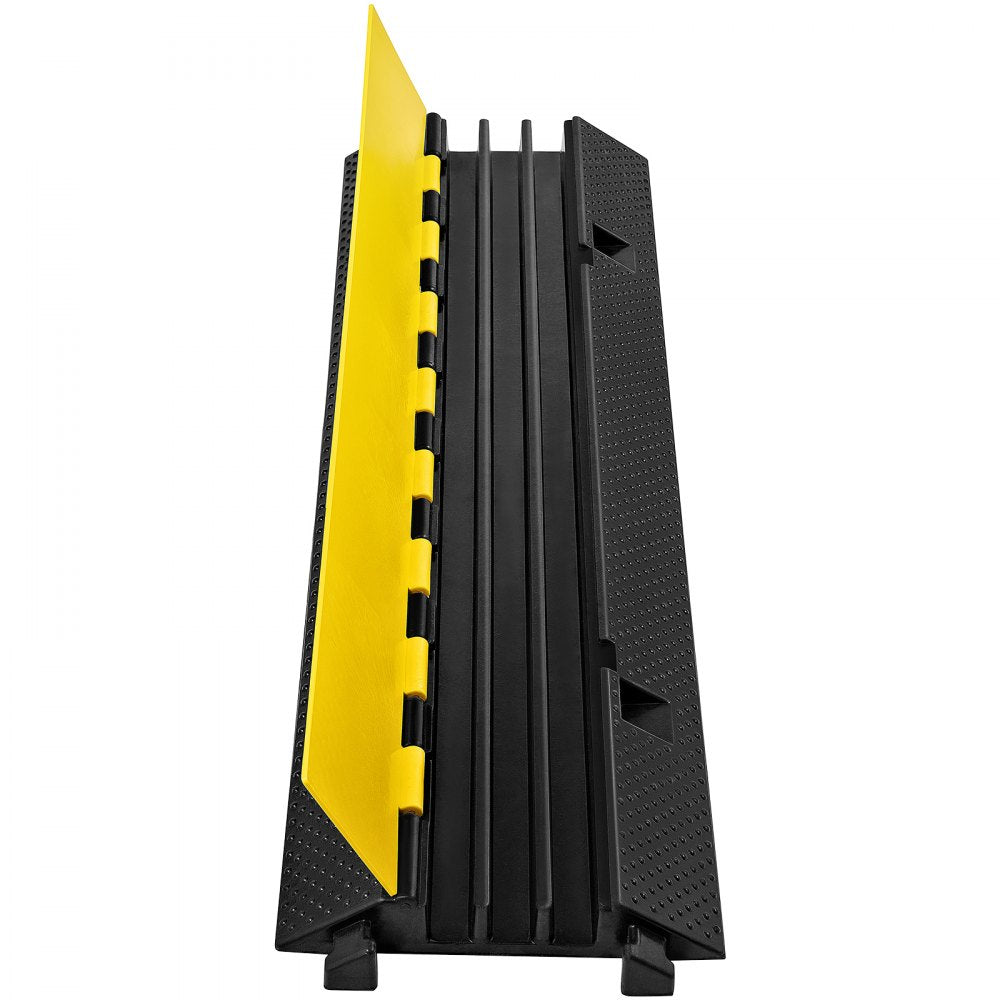 Heavy Duty Rubber Cable Protector Ramp with Three 1.2"x1.2" Channels for Driveways and Speed Bumps