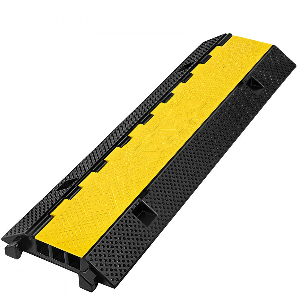 Heavy Duty Rubber Cable Protector Ramp with Three 1.2"x1.2" Channels for Driveways and Speed Bumps