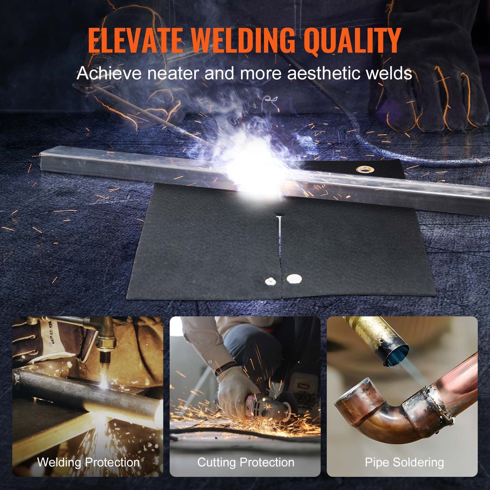 Carbon Fiber Welding Blanket 12"x12" | 1800°F Heat Shield Mat | Flame Protector Pad for Plumbing, Soldering, Torch Use, Metal Grommets Included