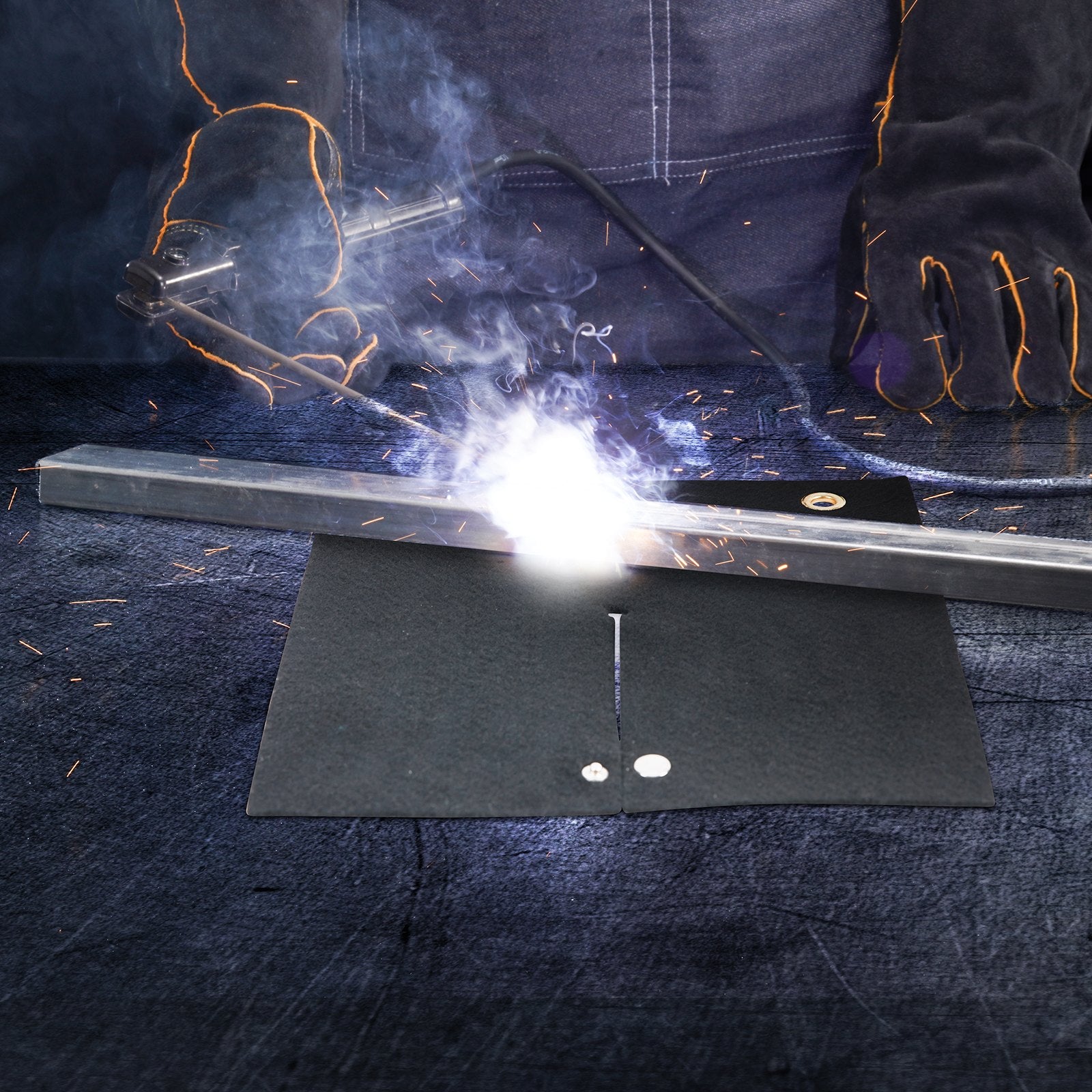 Carbon Fiber Welding Blanket 12"x12" | 1800°F Heat Shield Mat | Flame Protector Pad for Plumbing, Soldering, Torch Use, Metal Grommets Included