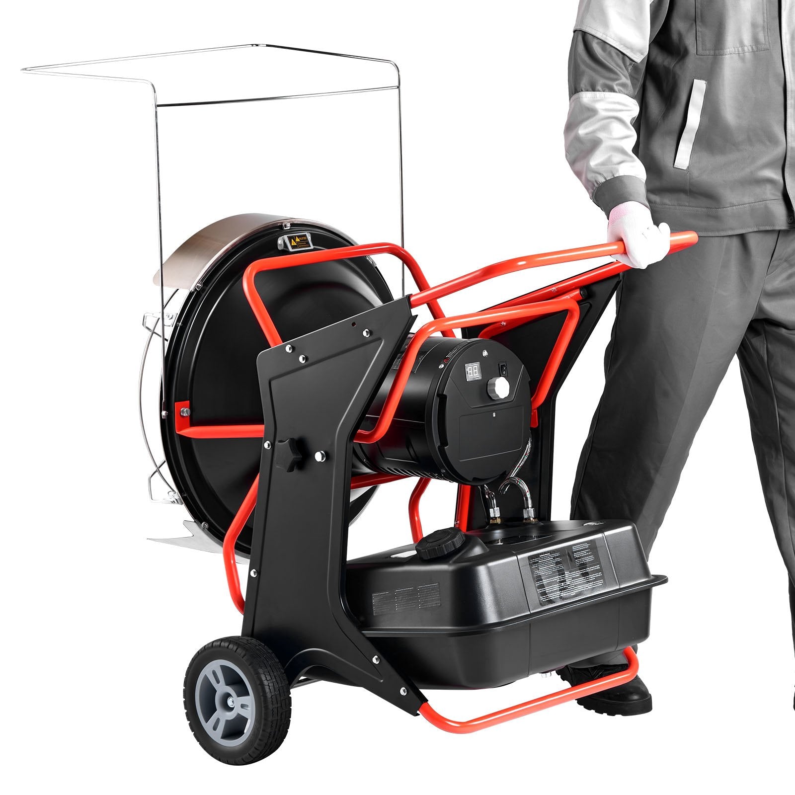 High-Efficiency 125000 BTU Radiant Kerosene Diesel Heater with Adjustable Temp, Wheels, Ideal for Garage, Workshop, Construction Sites