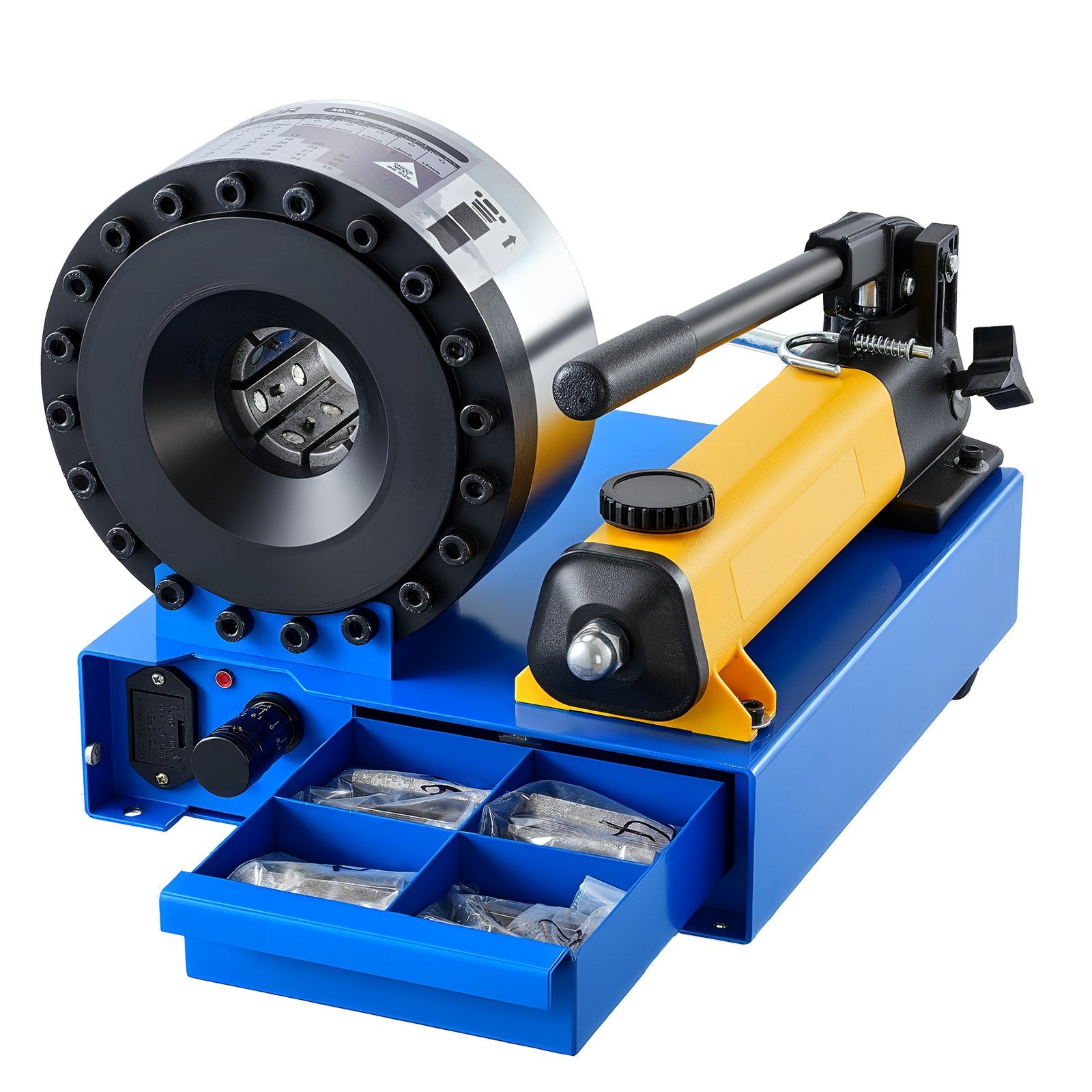Manual High Pressure Hydraulic Hose Crimper with 8 Dies, 0.24"-1.1" Crimping Range for Oil, Gas, Water, Auto AC Hoses & Cable Joints