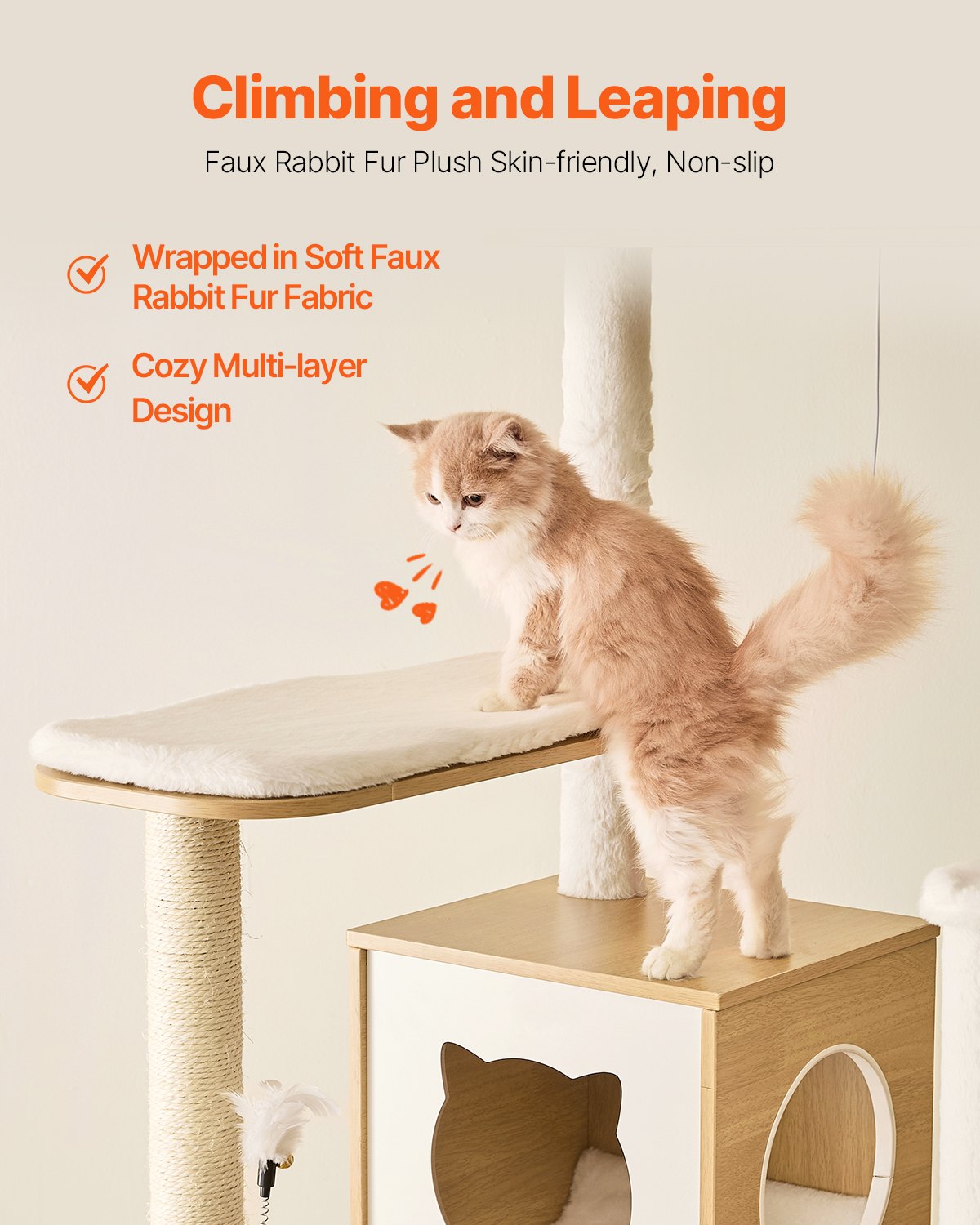 Large Cat Tower, 68.9" Multi-Level Condo with Hammock & Sisal Scratching Posts, Perfect Indoor Activity Center for Kittens & Cats' Rest and Play