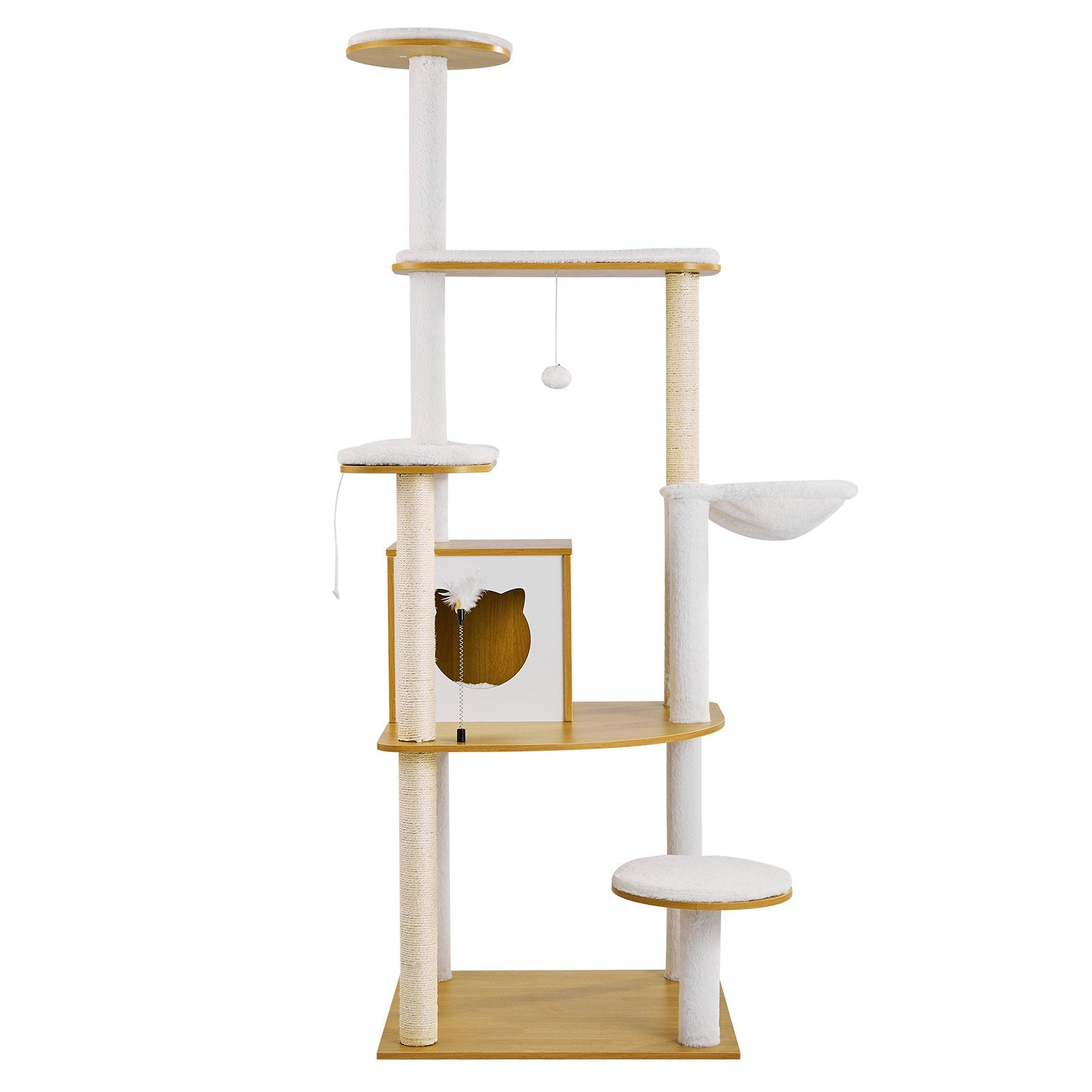 Large Cat Tower, 68.9" Multi-Level Condo with Hammock & Sisal Scratching Posts, Perfect Indoor Activity Center for Kittens & Cats' Rest and Play
