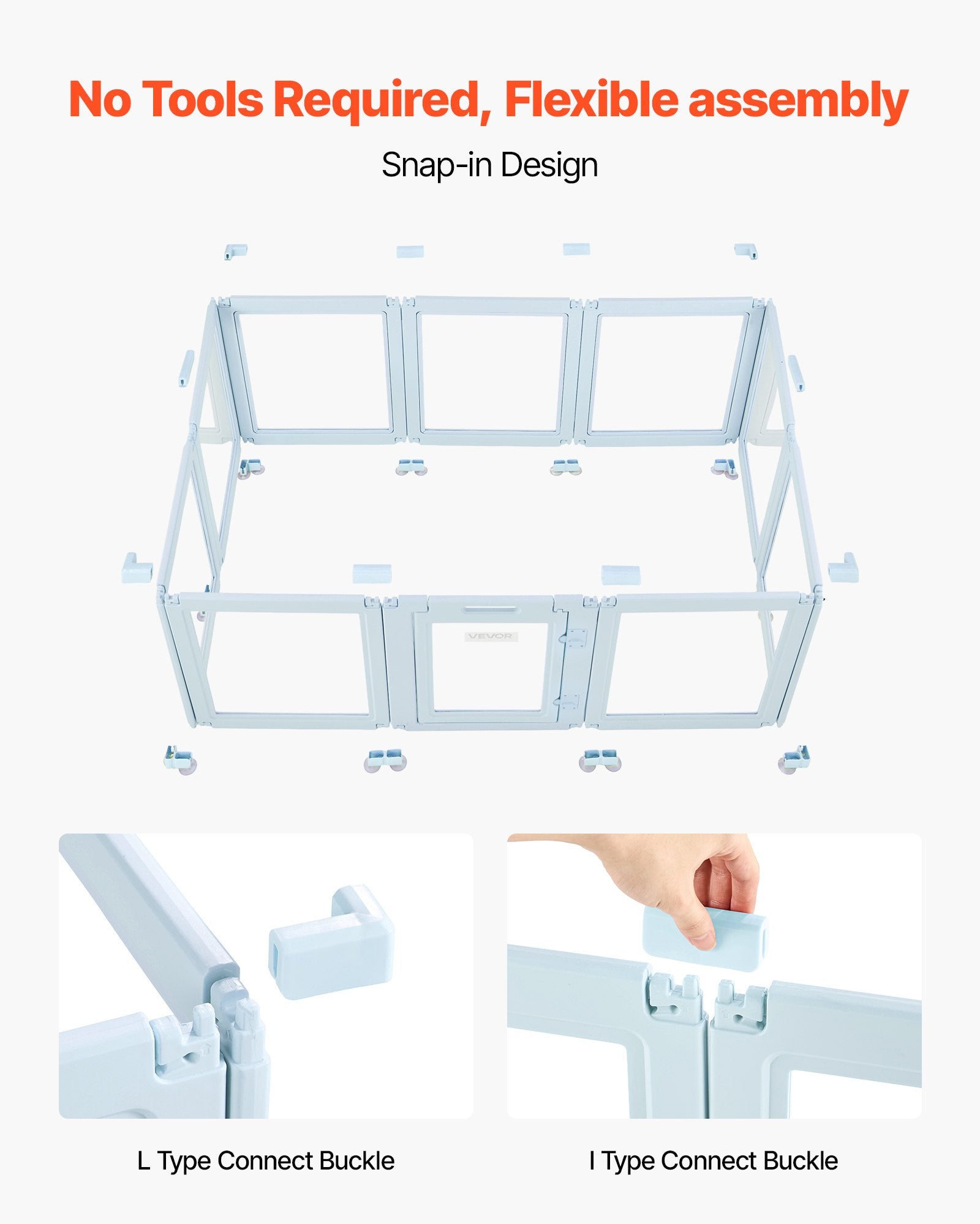 Large Dog Whelping Box with Door Lock, Waterproof Playpen for Puppies, Durable Indoor Birth Kit, Easy Clean, Transparent Windows