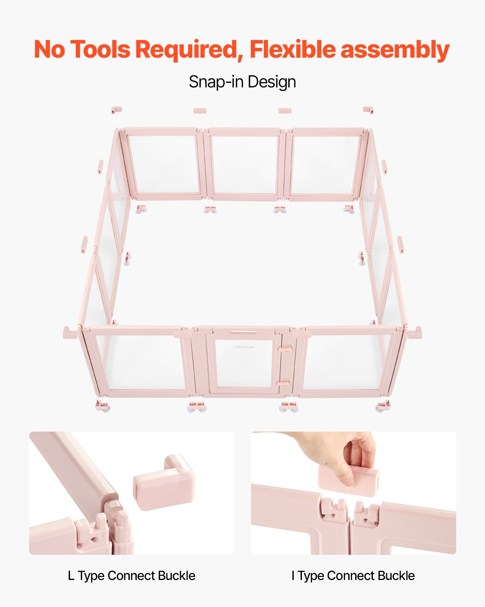 Extra-Large Dog Whelping Box - Durable, Easy-to-Clean Transparent Pet Playpen with Windows, Door Lock, Waterproof Design & No-Gap Panels