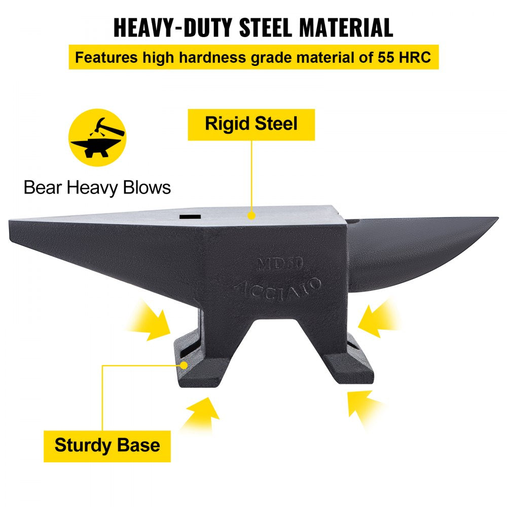 Heavy-Duty 132 Lbs Cast Iron Anvil with Single Horn and Sturdy Base for Metalworking and Blacksmithing Tasks