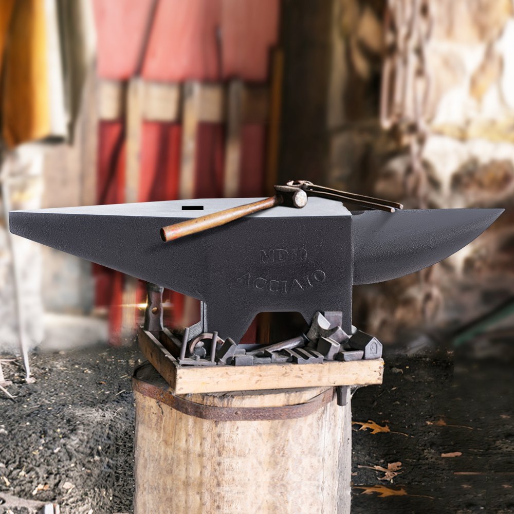 Heavy-Duty 132 Lbs Cast Iron Anvil with Single Horn and Sturdy Base for Metalworking and Blacksmithing Tasks
