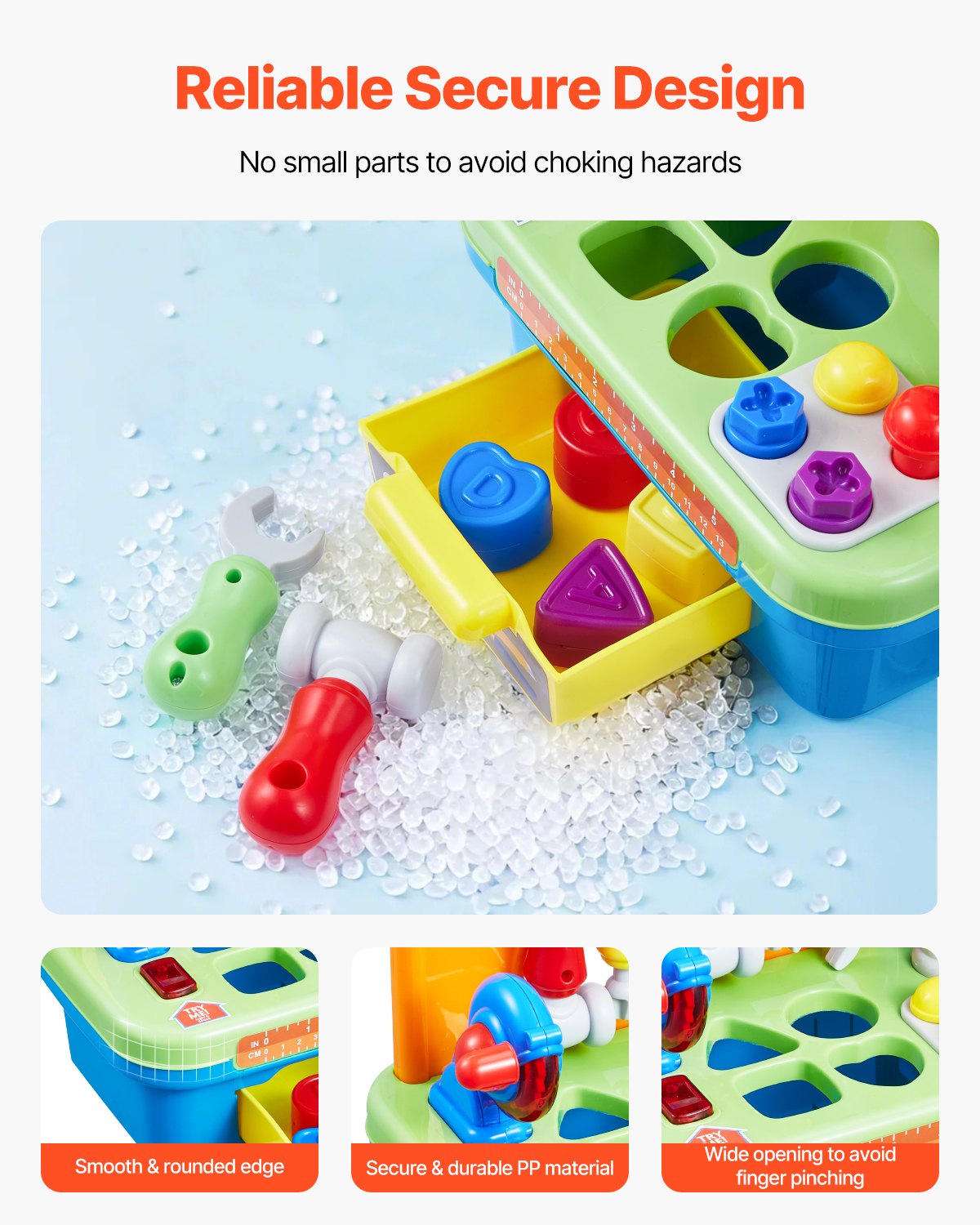 Interactive Musical Workbench Toy for Toddlers, Sounds & Lights, Pretend Play Tool Set, Shape Sorter, Pounding Game, Educational Gift for Kids 2+