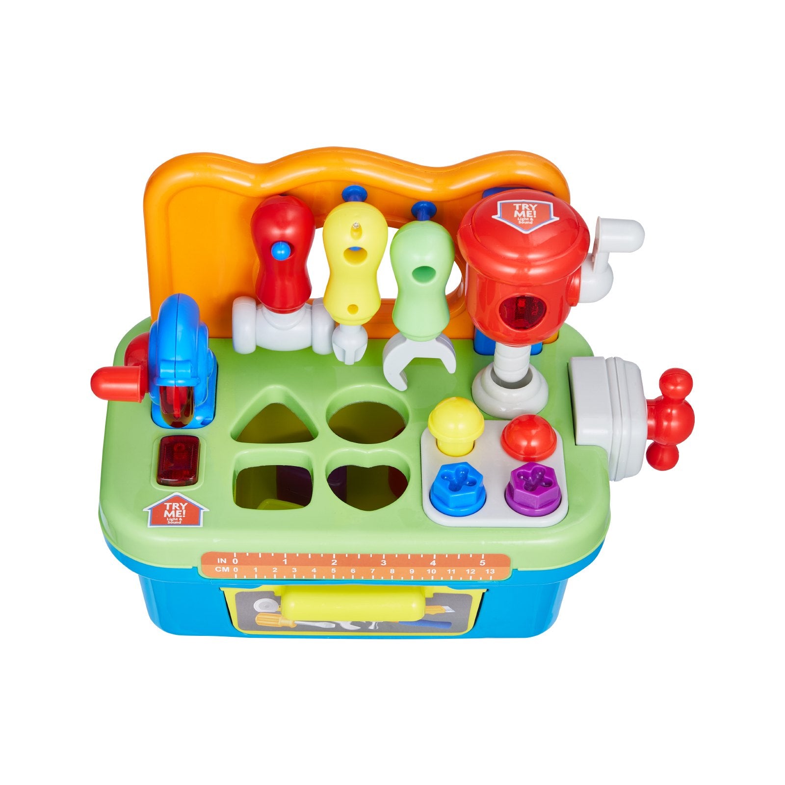 Interactive Musical Workbench Toy for Toddlers, Sounds & Lights, Pretend Play Tool Set, Shape Sorter, Pounding Game, Educational Gift for Kids 2+