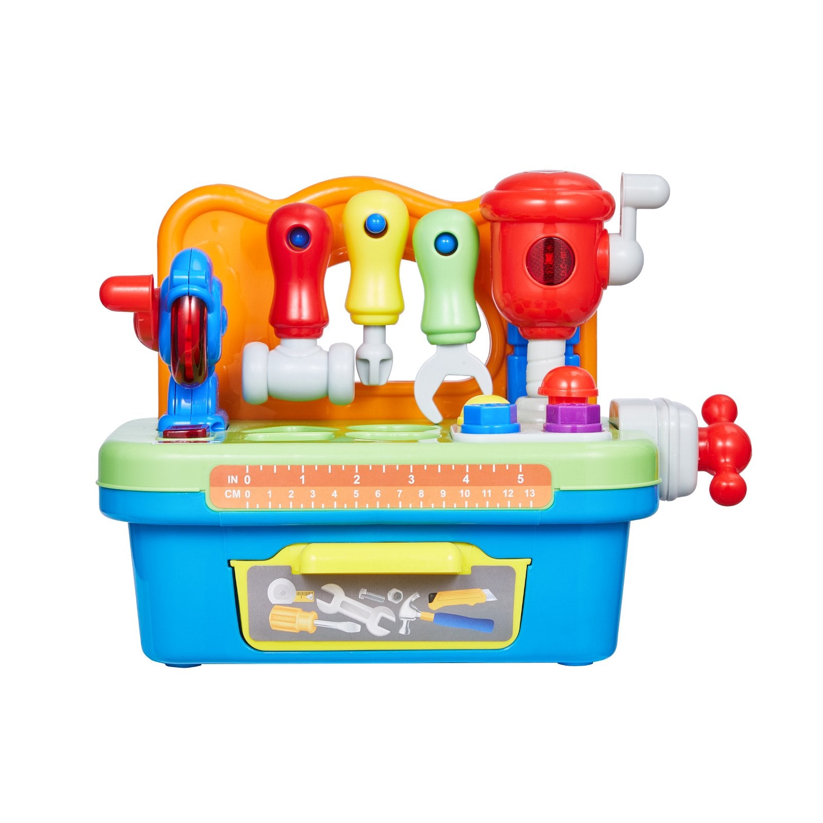Interactive Musical Workbench Toy for Toddlers, Sounds & Lights, Pretend Play Tool Set, Shape Sorter, Pounding Game, Educational Gift for Kids 2+
