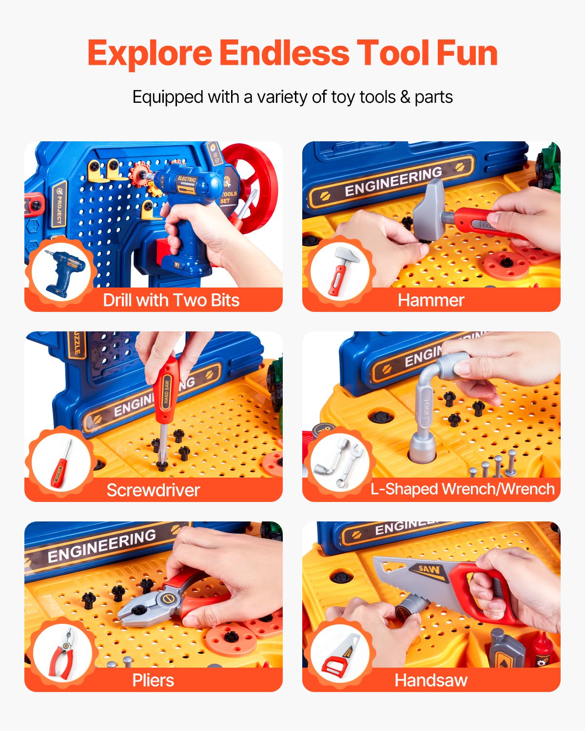 Ultimate Kids Tool Bench Set: 181-Piece Construction Playset with Realistic Tools, Electric Drill, and Creative Puzzle Blocks for Ages 3+