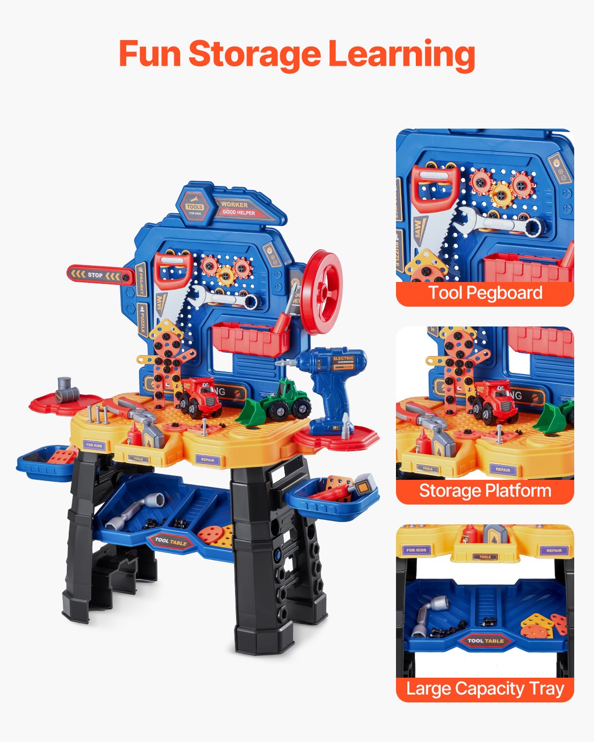 Ultimate Kids Tool Bench Set: 181-Piece Construction Playset with Realistic Tools, Electric Drill, and Creative Puzzle Blocks for Ages 3+