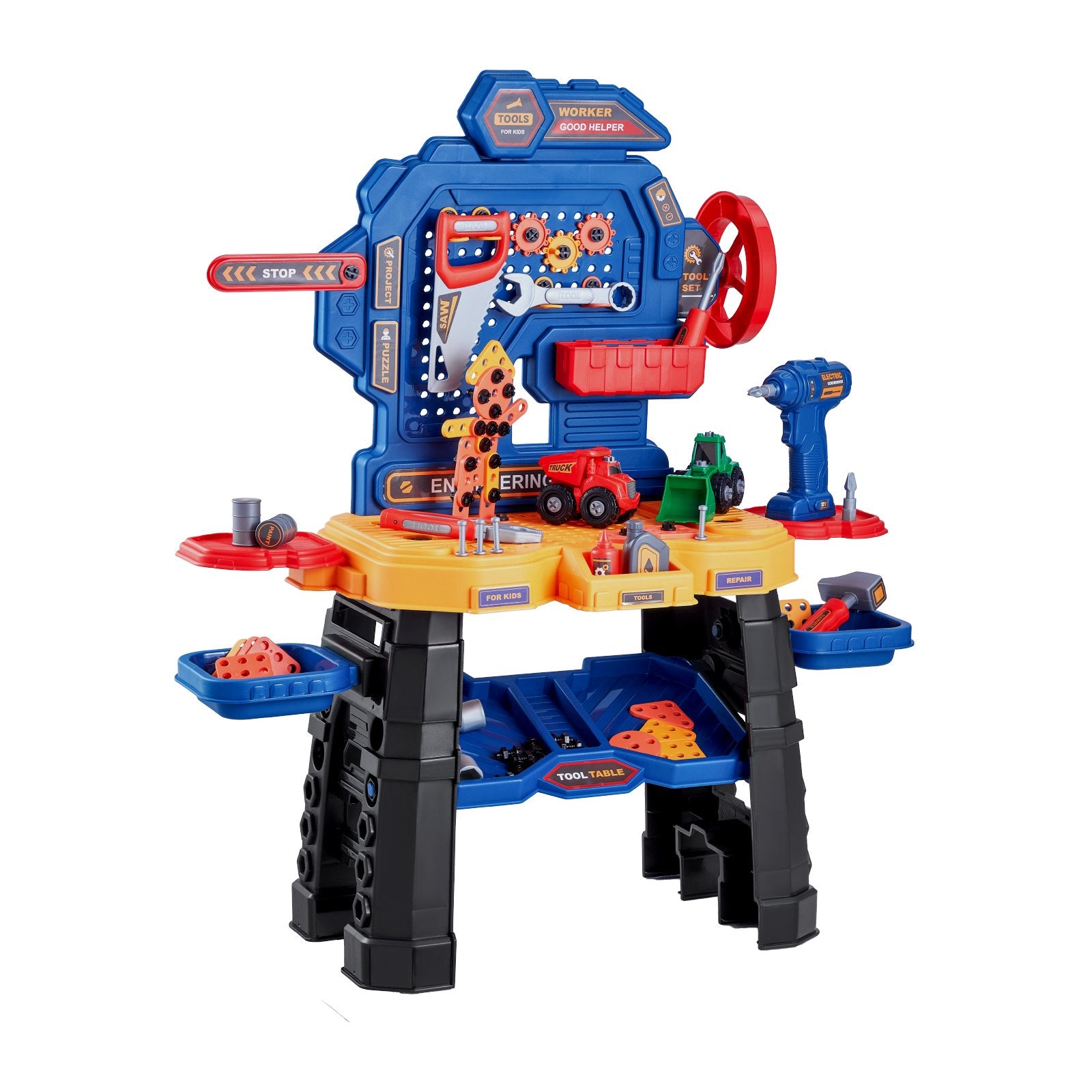 Ultimate Kids Tool Bench Set: 181-Piece Construction Playset with Realistic Tools, Electric Drill, and Creative Puzzle Blocks for Ages 3+