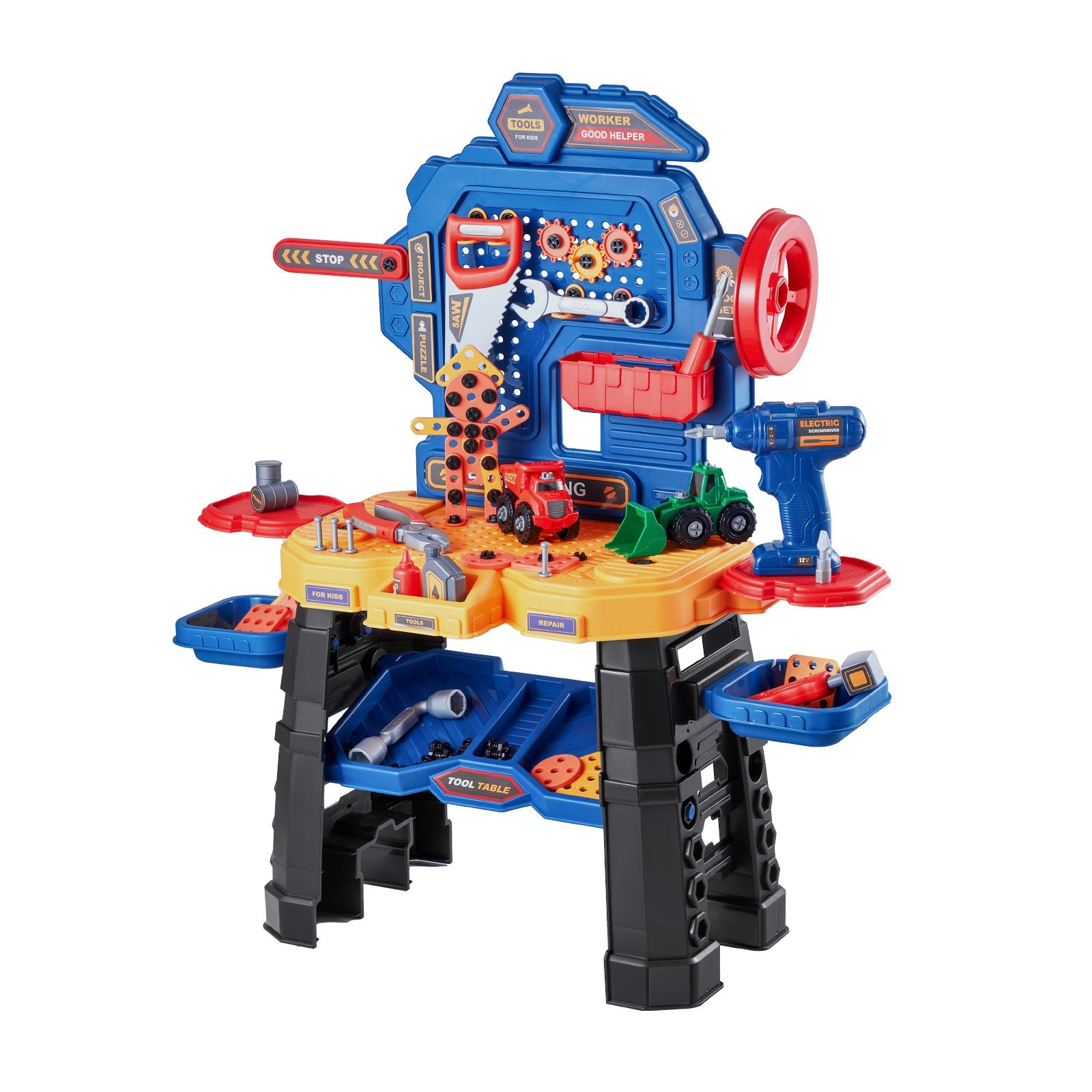 Ultimate Kids Tool Bench Set: 181-Piece Construction Playset with Realistic Tools, Electric Drill, and Creative Puzzle Blocks for Ages 3+