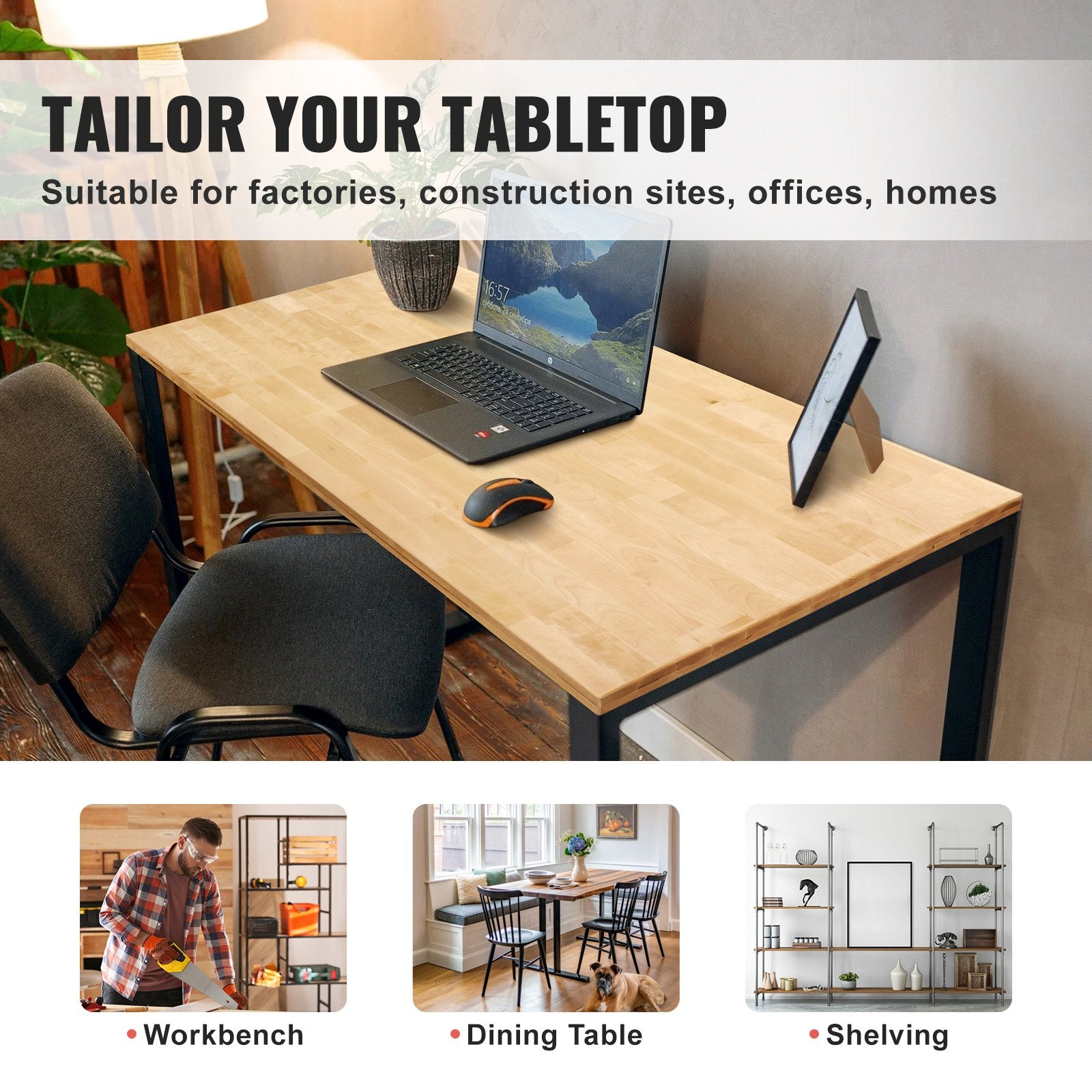 Maple Wood Tabletop for Adjustable Standing Desk, 47.2"x29.5", 330lb Capacity, Durable Natural Finish, Home Office Counter, Easy Install