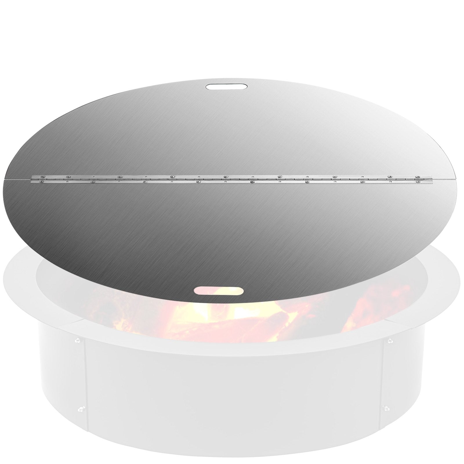 40 Inch Round Fire Pit Lid - Foldable 430 Stainless Steel Snuff Cover with Spark Screen, Durable 3mm Thickness, Convenient Handle