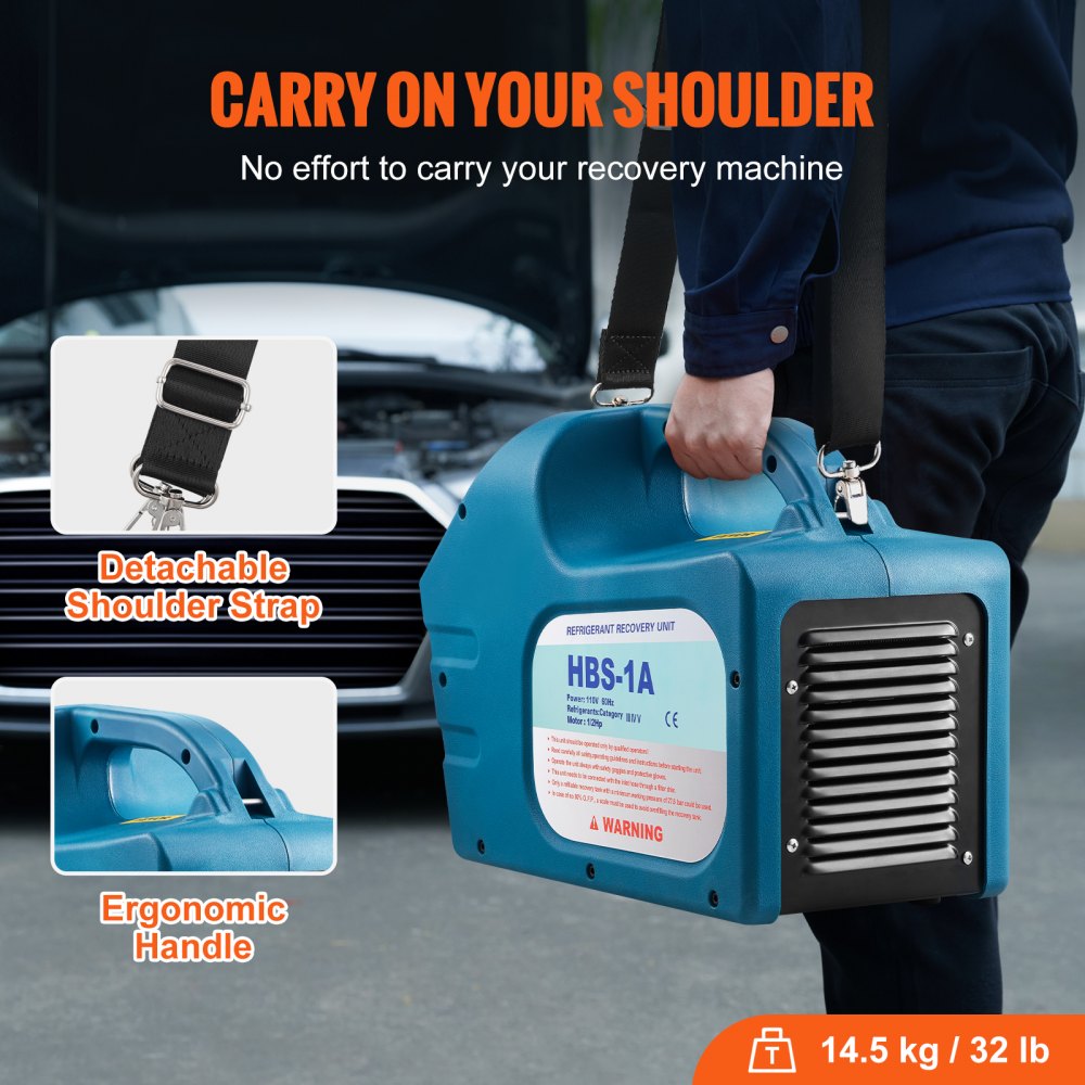 VEVOR 1/2HP Refrigerant Recovery Machine Portable 115V AC Refrigerant Recycling Machine Automotive HVAC 558psi Refrigerant Recovery Unit Air Conditioning Repair Tool (115V)