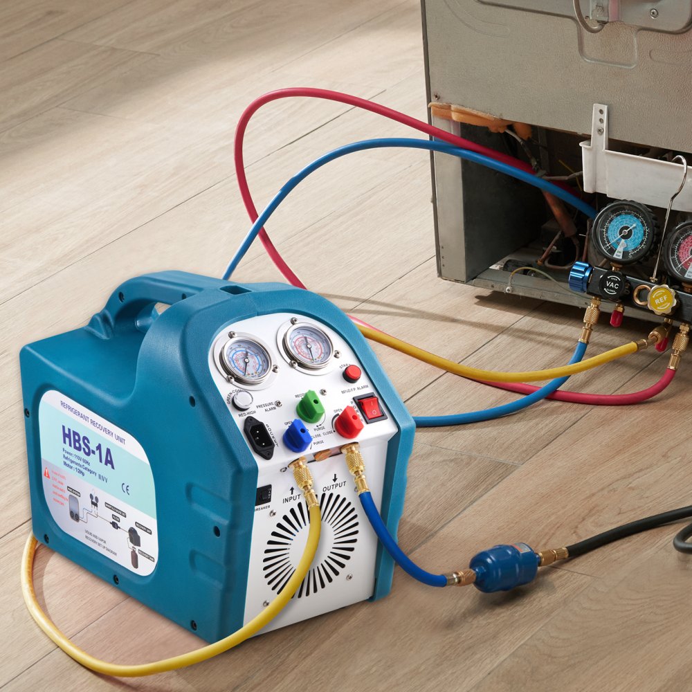VEVOR 1/2HP Refrigerant Recovery Machine Portable 115V AC Refrigerant Recycling Machine Automotive HVAC 558psi Refrigerant Recovery Unit Air Conditioning Repair Tool (115V)
