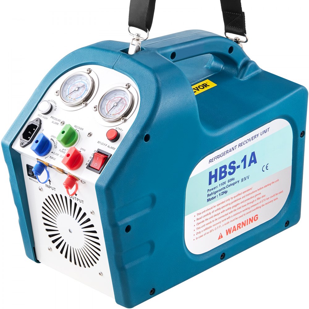 VEVOR 1/2HP Refrigerant Recovery Machine Portable 115V AC Refrigerant Recycling Machine Automotive HVAC 558psi Refrigerant Recovery Unit Air Conditioning Repair Tool (115V)