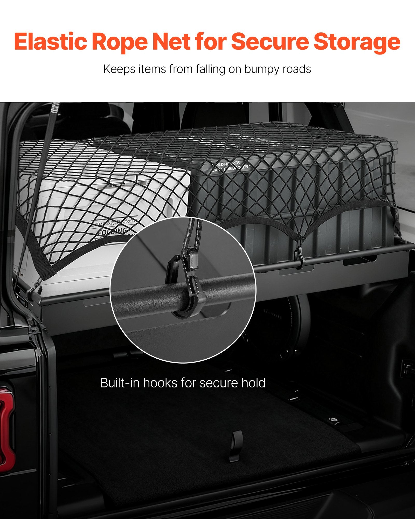 Heavy-Duty Rear Trunk Cargo Rack for 2018-2024 Jeep Wrangler JLU Sky One-Touch - 300 lbs Steel Basket, Luggage Carrier with Net & Shelf Organizer for Camping