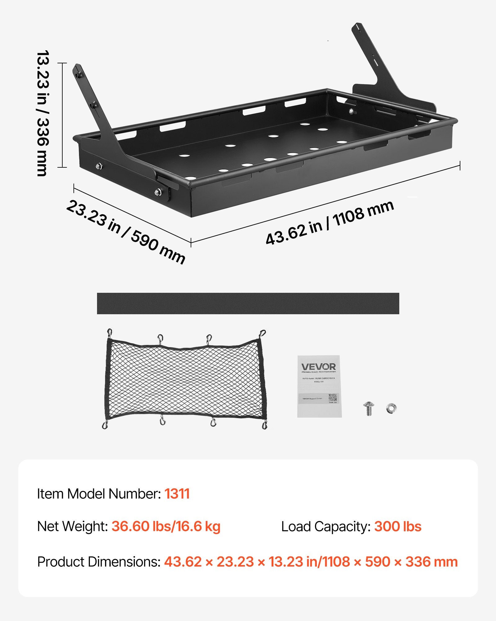 Heavy-Duty Rear Trunk Cargo Rack for 2018-2024 Jeep Wrangler JLU Sky One-Touch - 300 lbs Steel Basket, Luggage Carrier with Net & Shelf Organizer for Camping