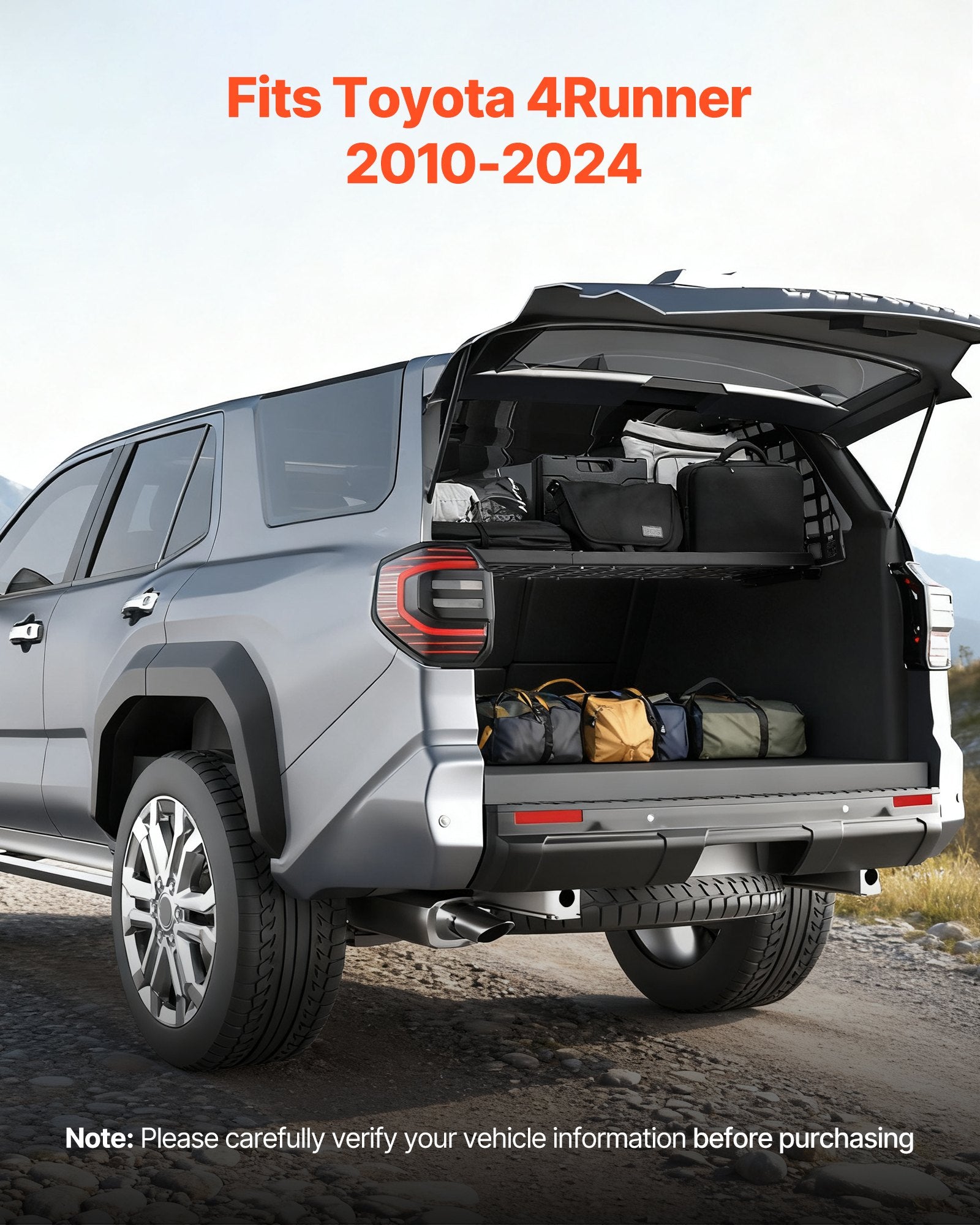 Robust Aluminum Alloy Rear Trunk Cargo Rack for 2010-2024 Toyota 4Runner - 220 lbs Load Capacity, Adjustable Storage Organizer for Camping Gear