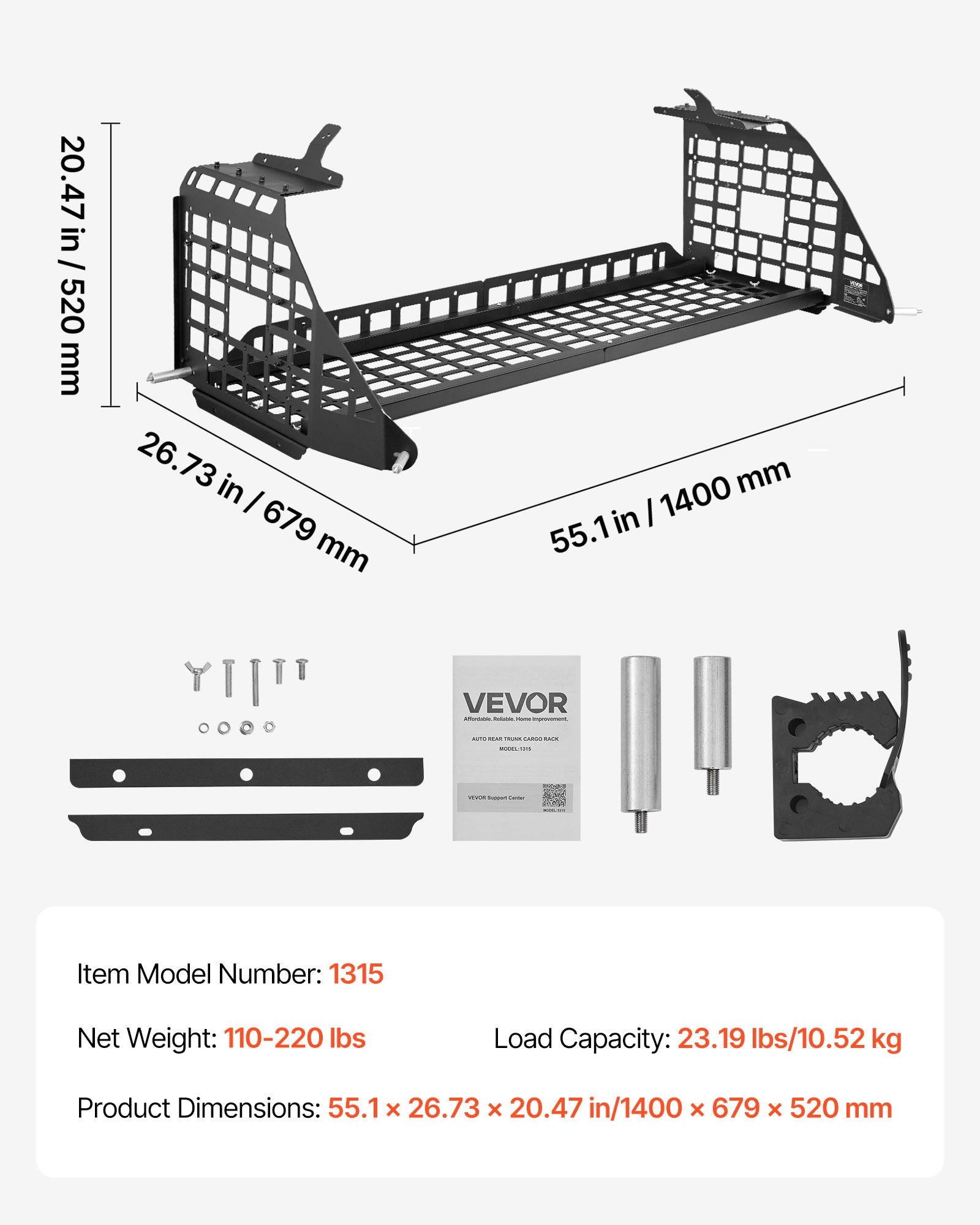 Robust Aluminum Alloy Rear Trunk Cargo Rack for 2010-2024 Toyota 4Runner - 220 lbs Load Capacity, Adjustable Storage Organizer for Camping Gear