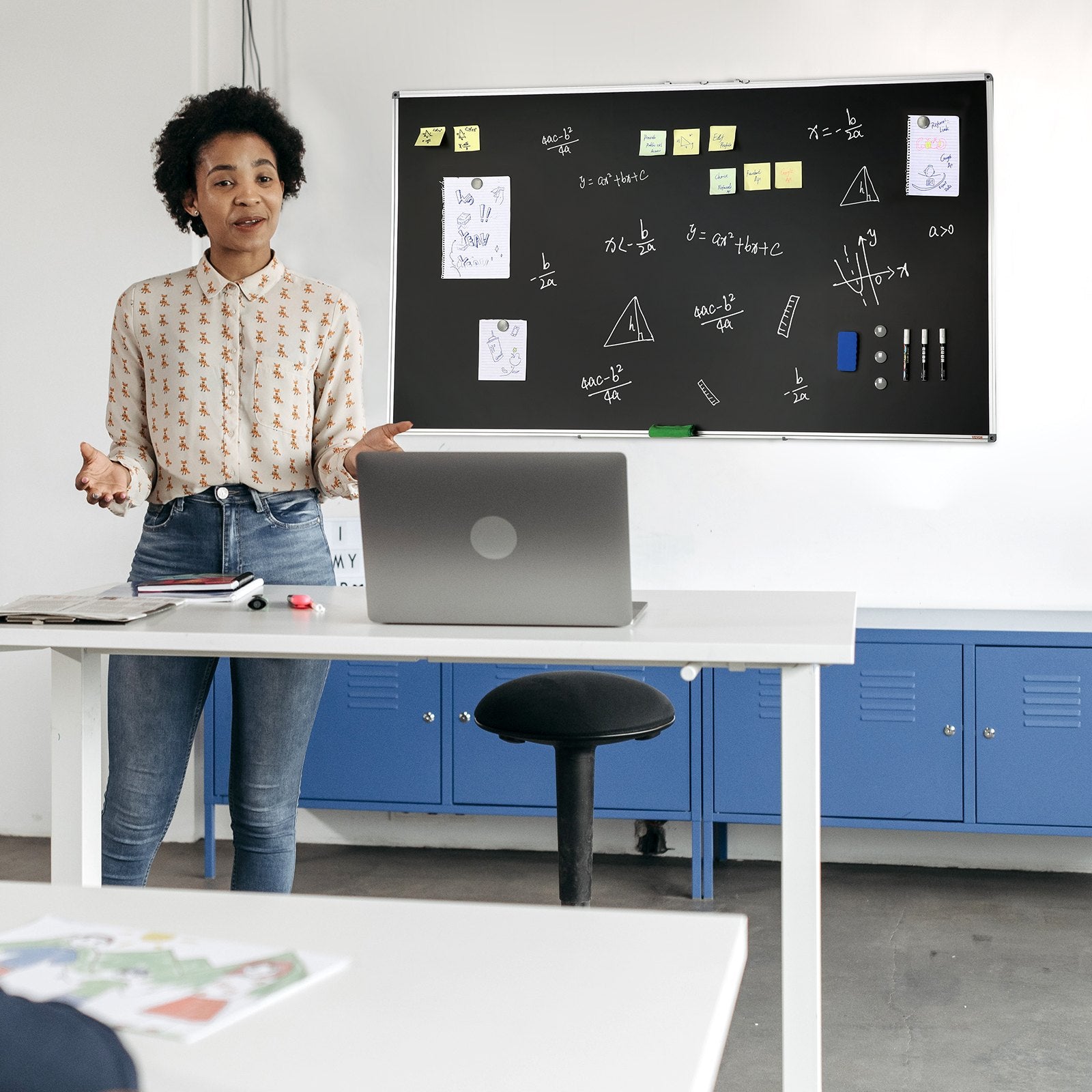 Large 70x40 Inch Chalkboard with Aluminum Frame – Magnetic Surface, Includes Eraser & Markers, Perfect for Office, Home, and School Use