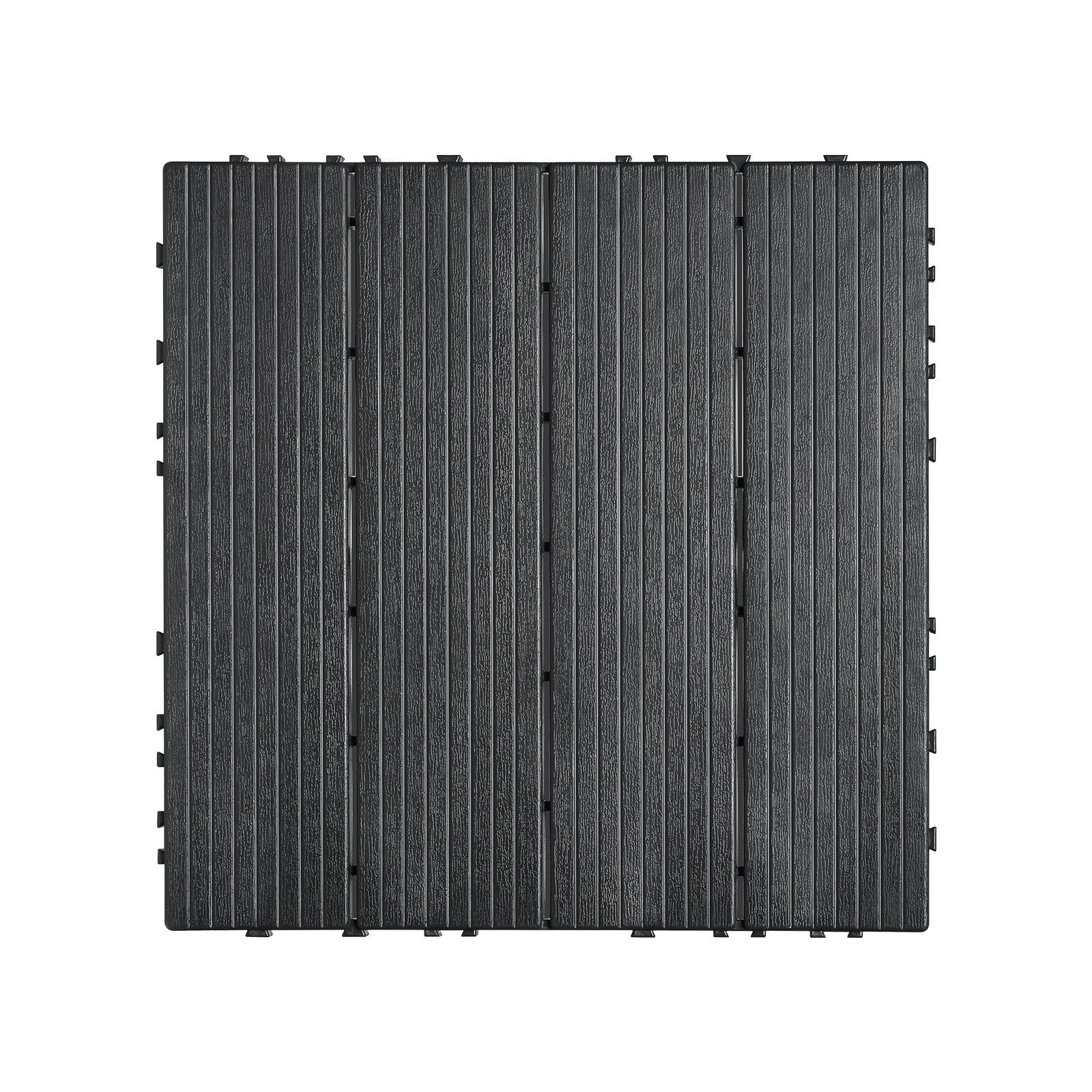 Durable Interlocking Deck Tiles, 36-Pack, Waterproof Plastic Flooring for All-Weather Outdoor Spaces - Patio, Porch, Poolside, Balcony, Backyard, Dark Grey