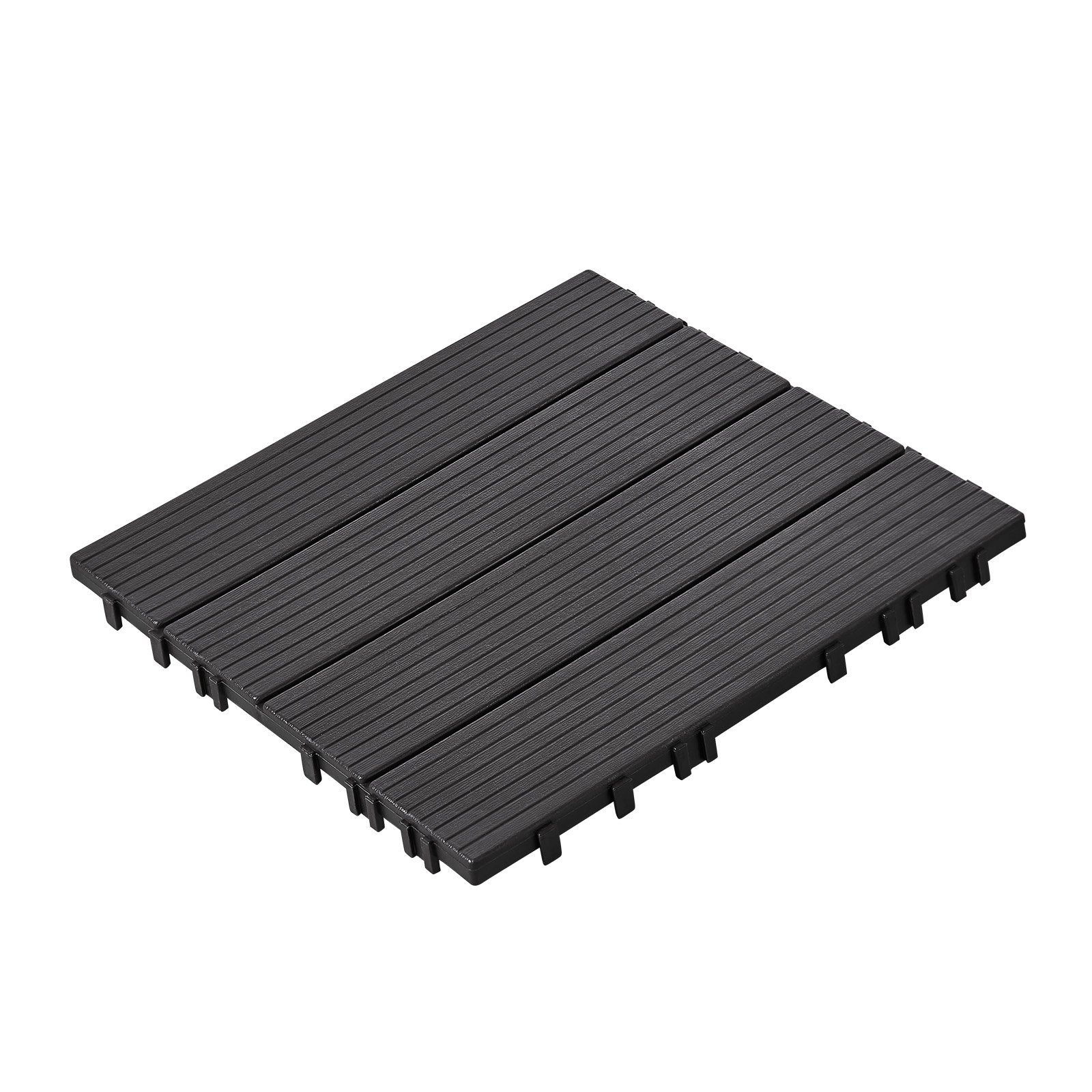 Durable Interlocking Deck Tiles, 36-Pack, Waterproof Plastic Flooring for All-Weather Outdoor Spaces - Patio, Porch, Poolside, Balcony, Backyard, Dark Grey