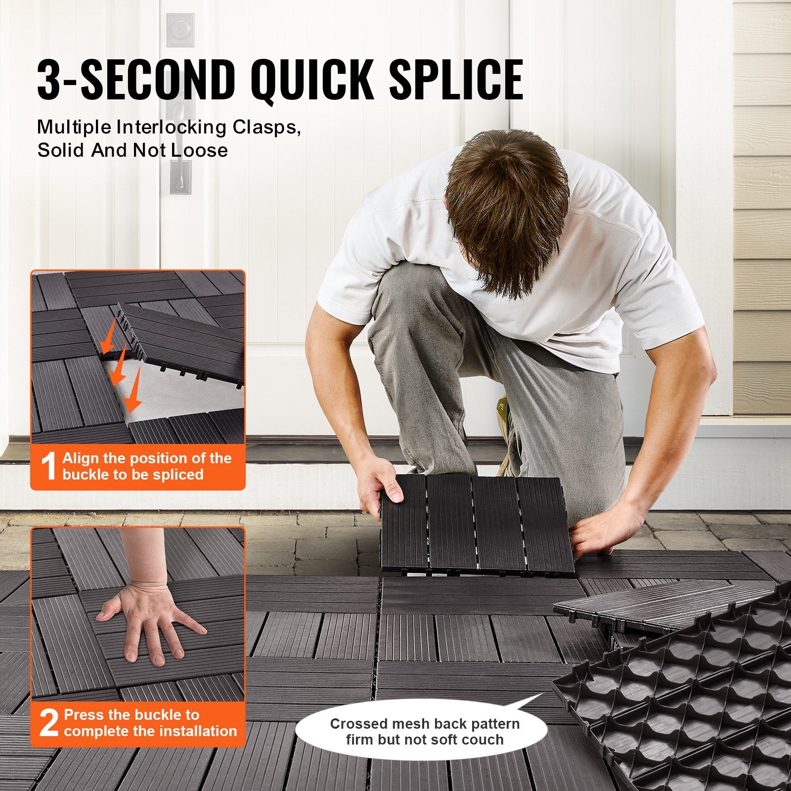 Durable Dark Brown Interlocking Deck Tiles, 36 Pack - Waterproof Outdoor Flooring for Patio, Porch, Balcony, Poolside, and Backyard - Easy DIY Installation, All-Weather Use, High Load Capacity, 36 sq. ft Coverage