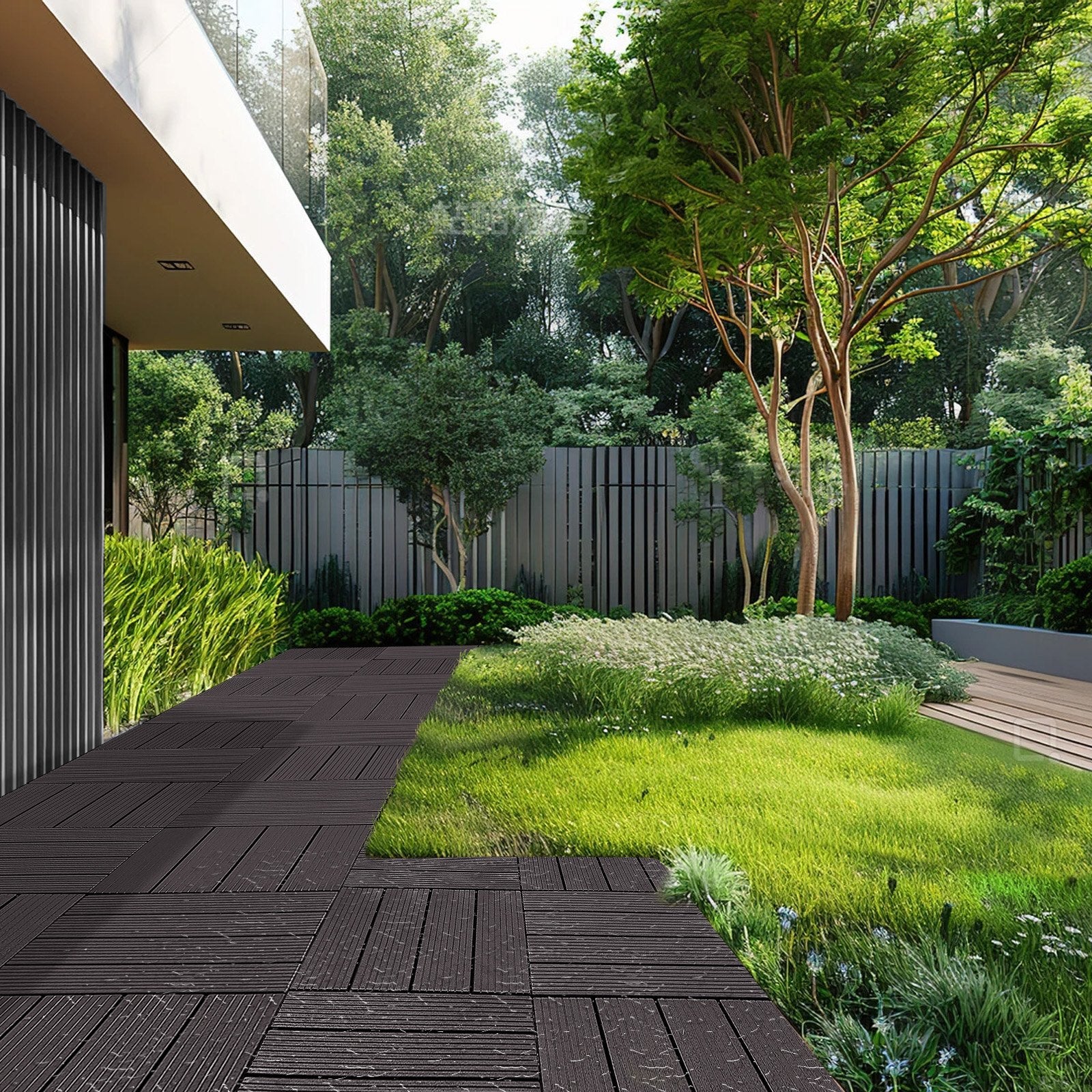 Durable Dark Brown Interlocking Deck Tiles, 36 Pack - Waterproof Outdoor Flooring for Patio, Porch, Balcony, Poolside, and Backyard - Easy DIY Installation, All-Weather Use, High Load Capacity, 36 sq. ft Coverage